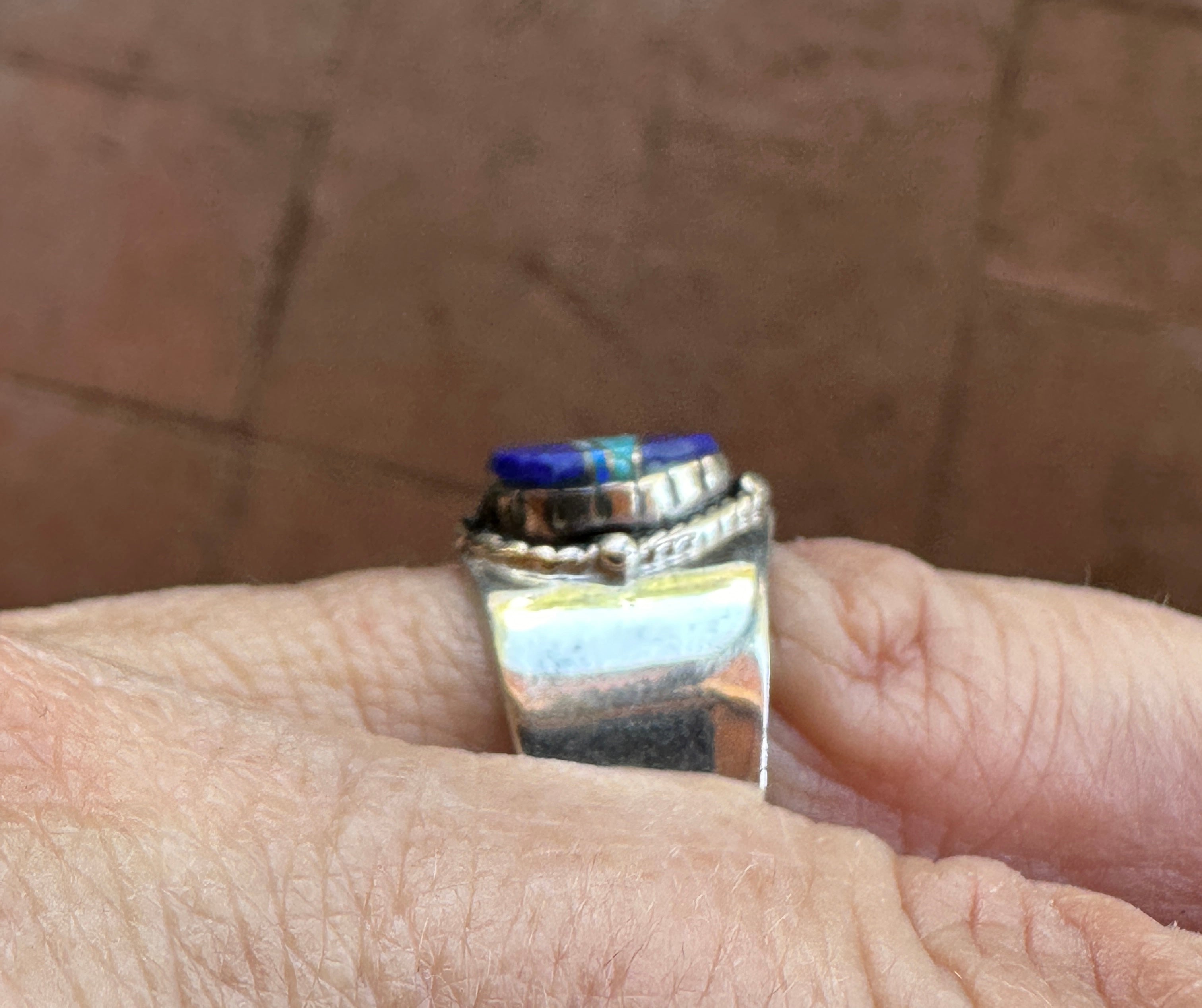 Lapis & Turquoise & Sterling Silver Drop Cigar Band