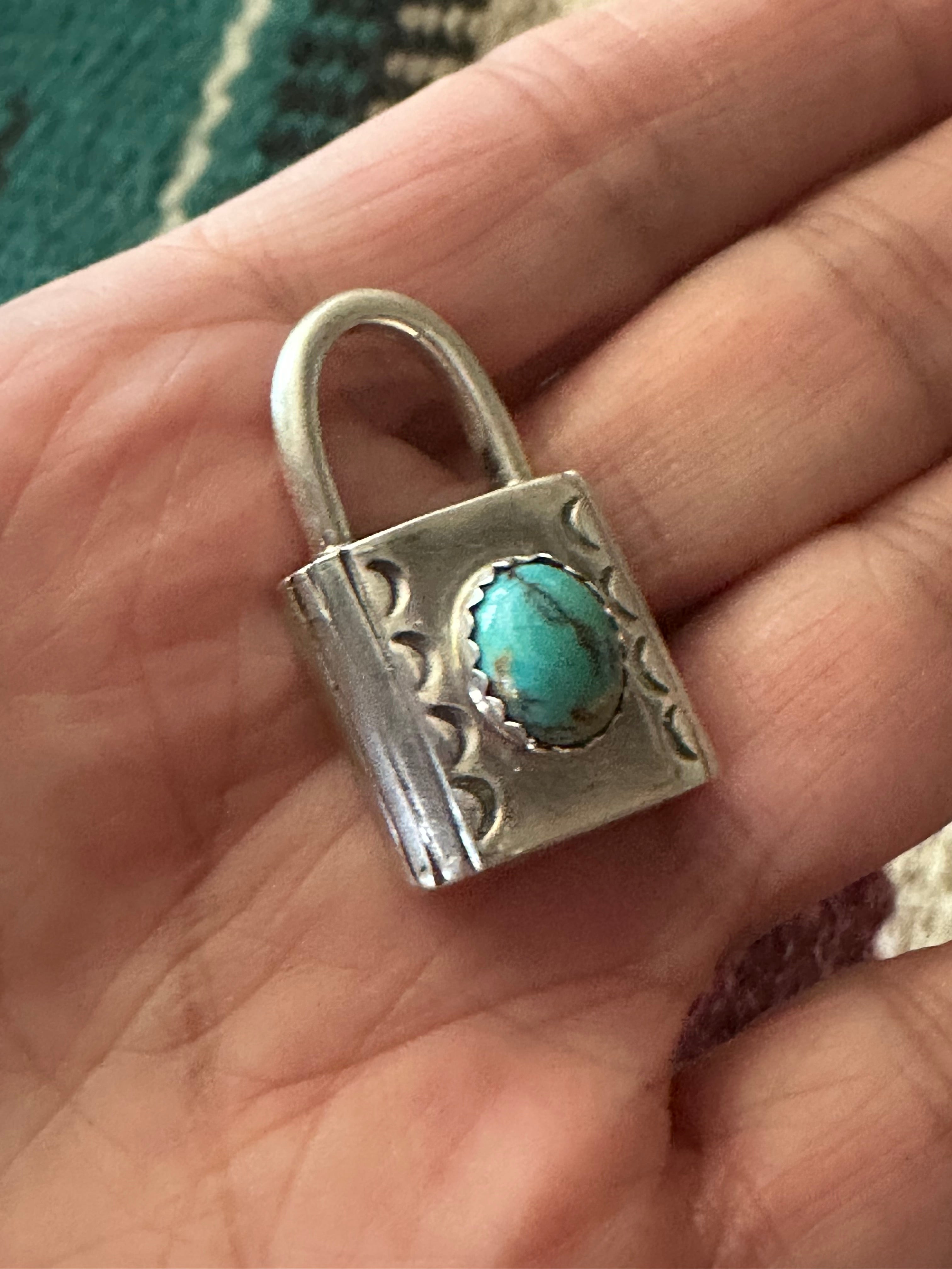 Navajo Turquoise & Sterling Silver Locket Pendant Signed