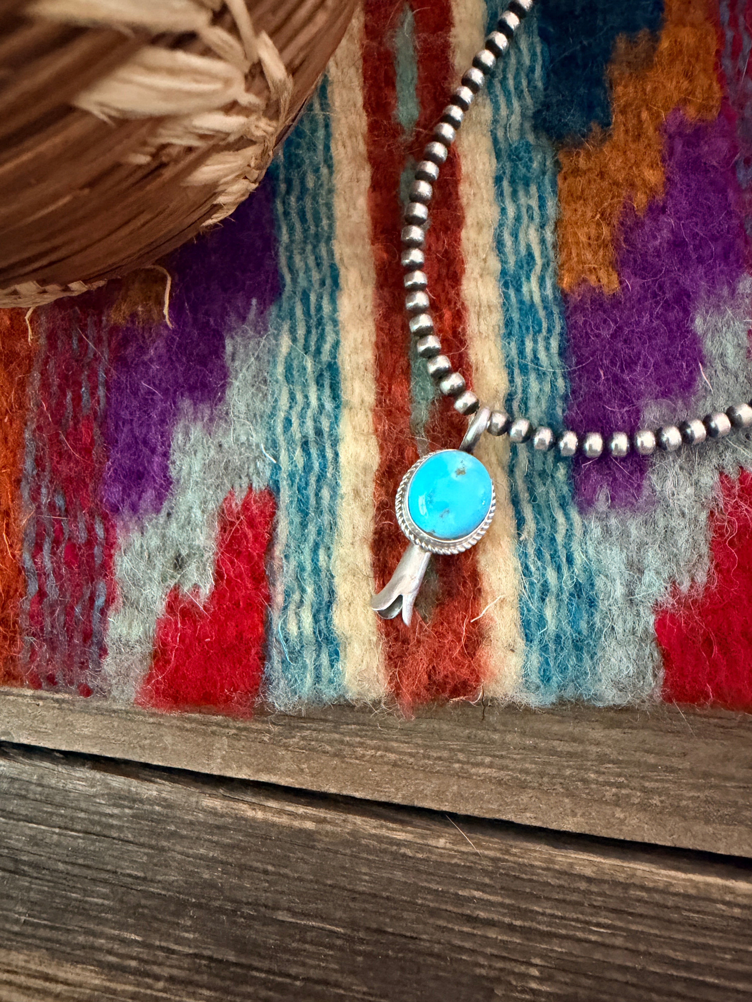 Handcrafted Sterling Silver & Turquoise Blossom Pendant