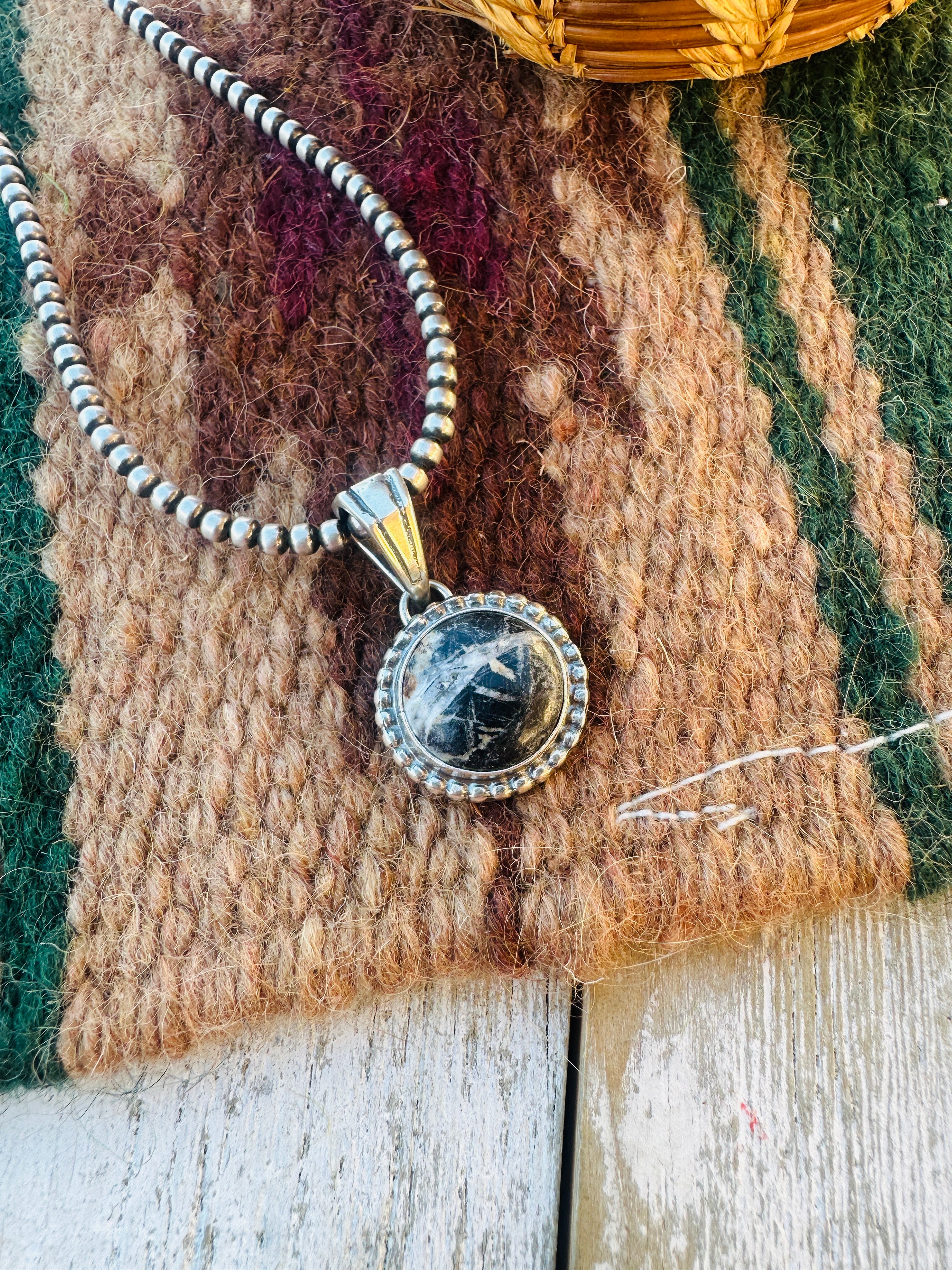 Handcrafted Sterling Silver & White Buffalo Pendant