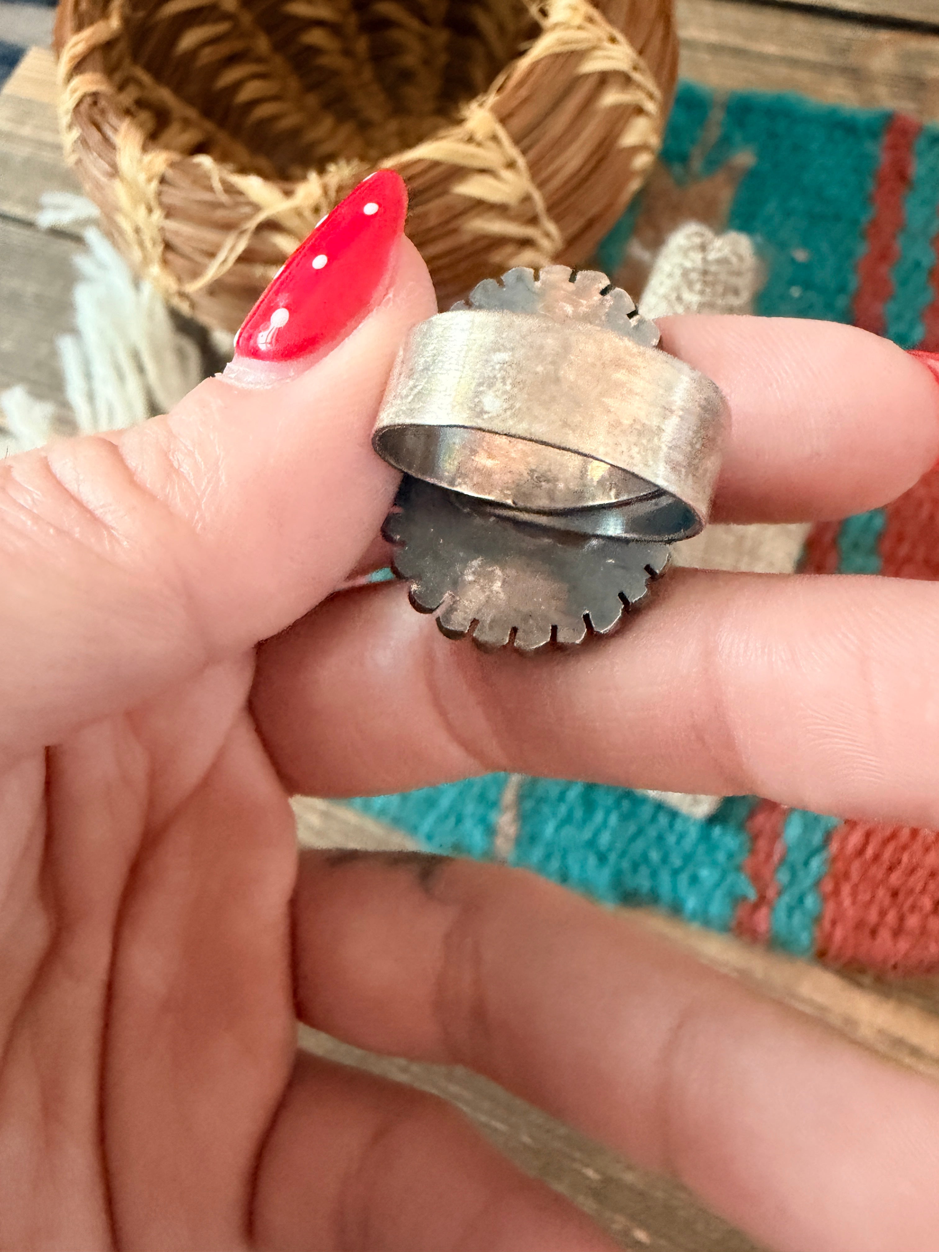 Handcrafted White Buffalo & Sterling Silver Adjustable Ring by Tillie Jon