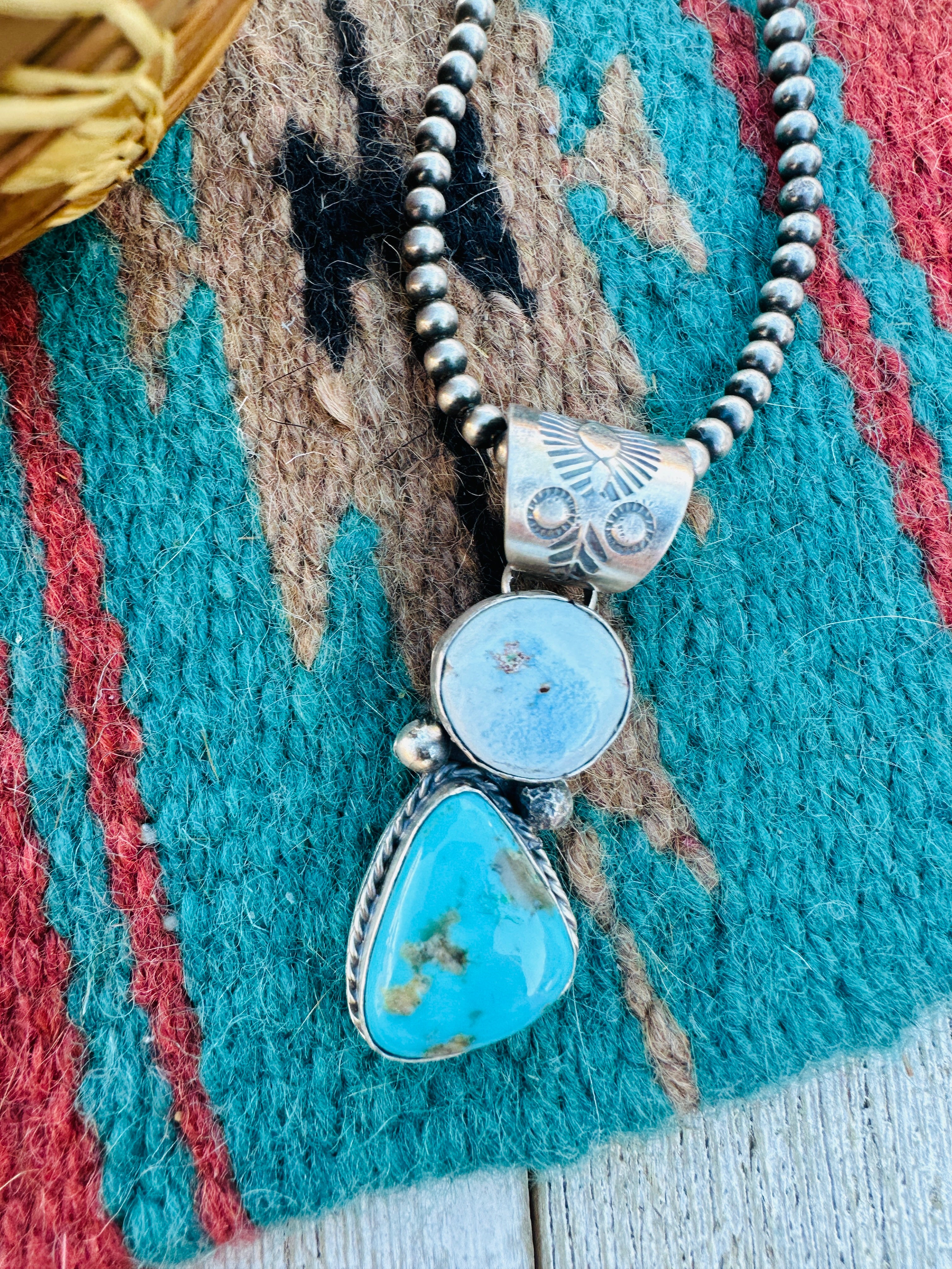 Handcrafted Sterling Silver & Multi Turquoise Pendant