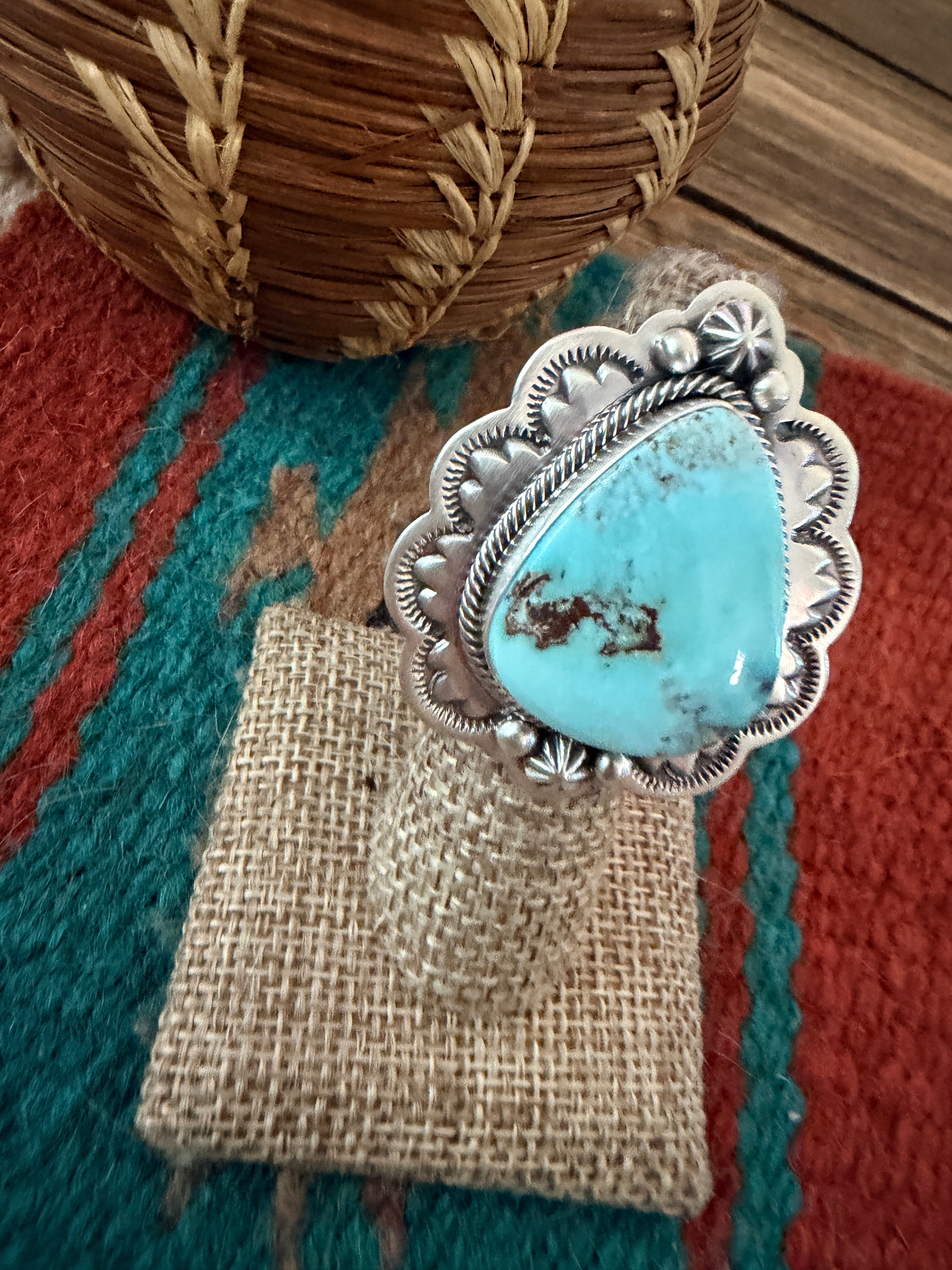 Handcrafted Dry Creek Turquoise & Sterling Silver Ring Size 6.5 by Randy Boyd