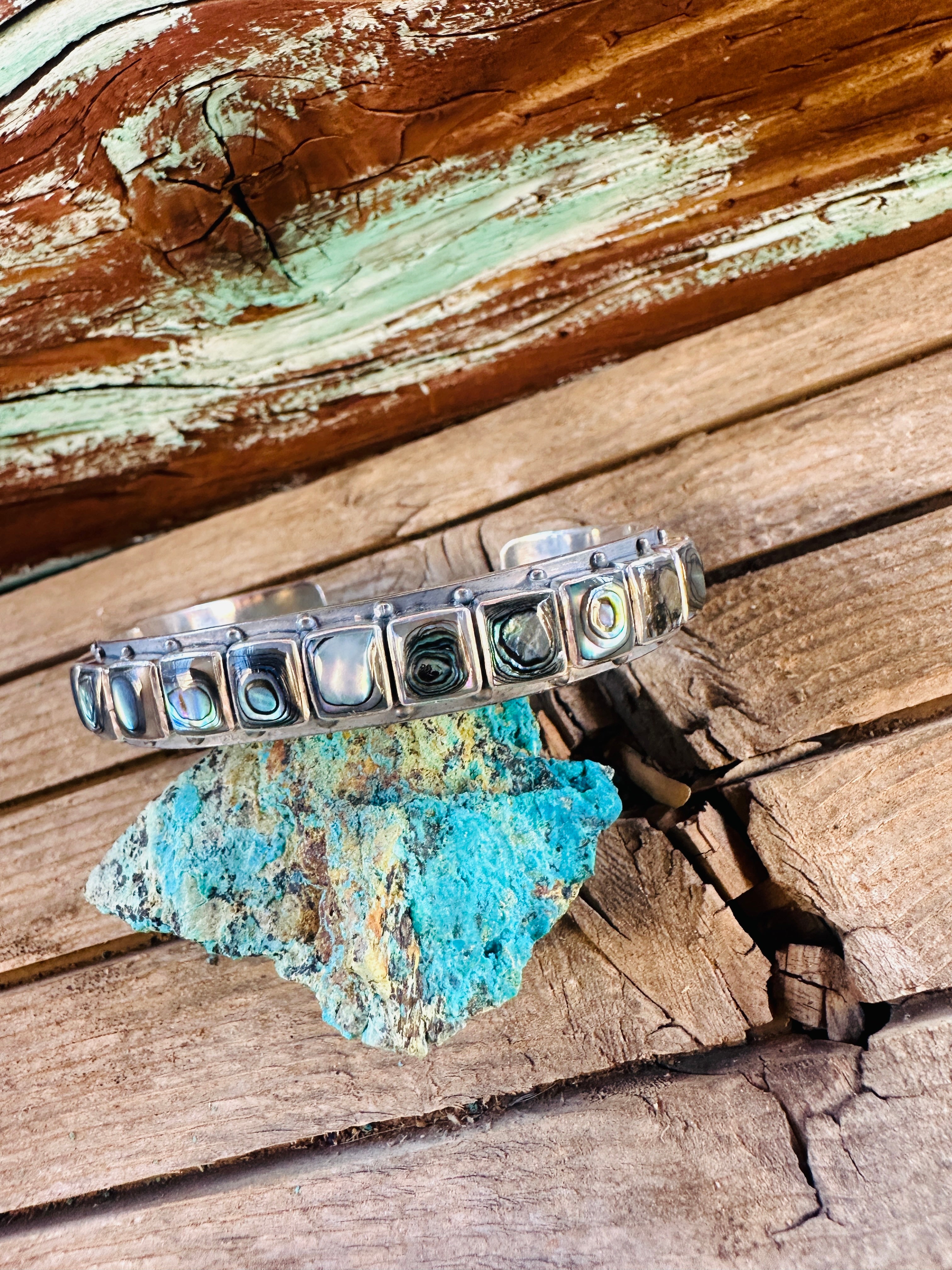 Handcrafted Sterling Silver and Abalone Cuff Bracelet by Federico Jimenez