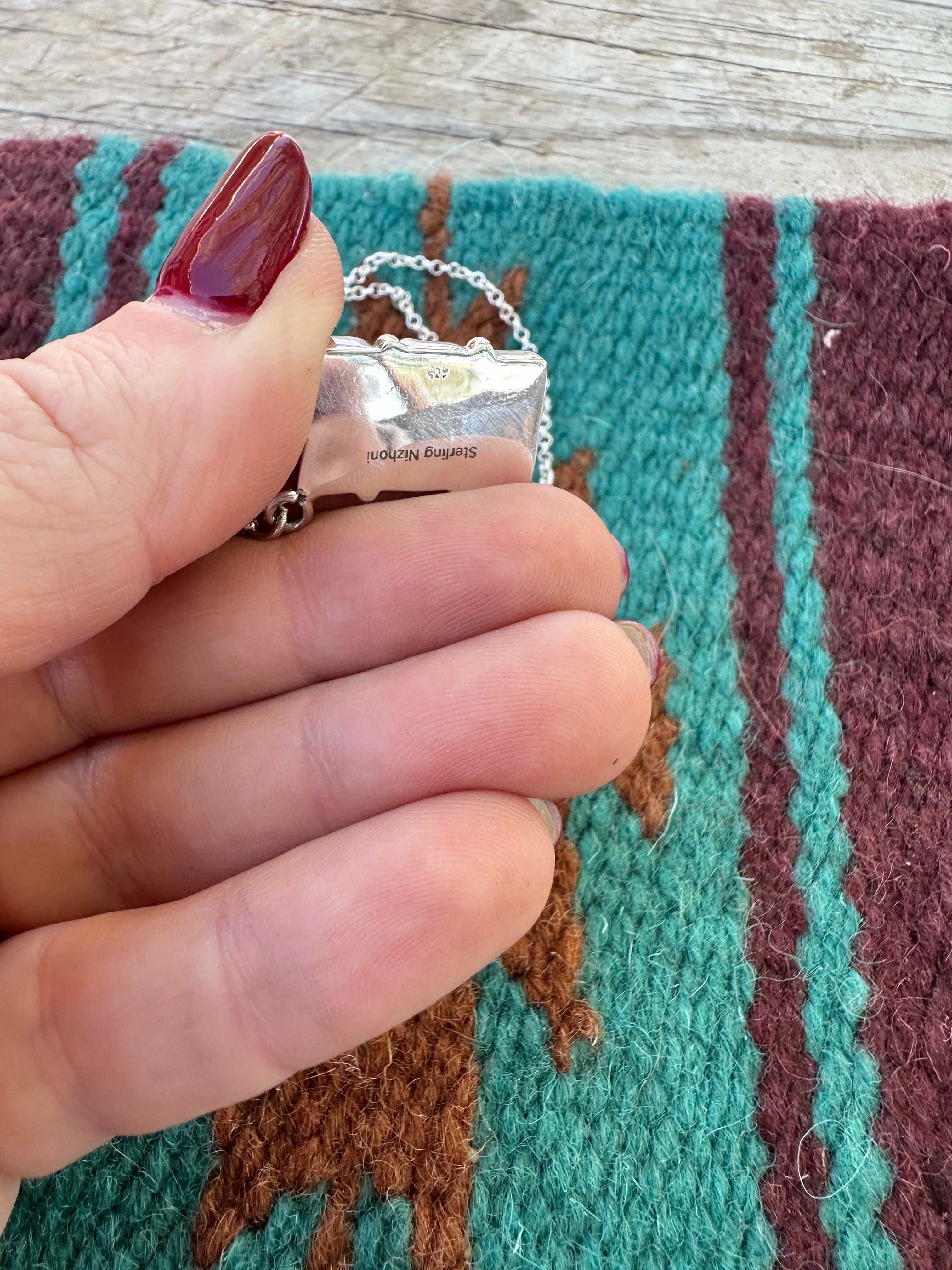 Beautiful Handmade Sterling Silver & Palomino Turquoise Bar Necklace