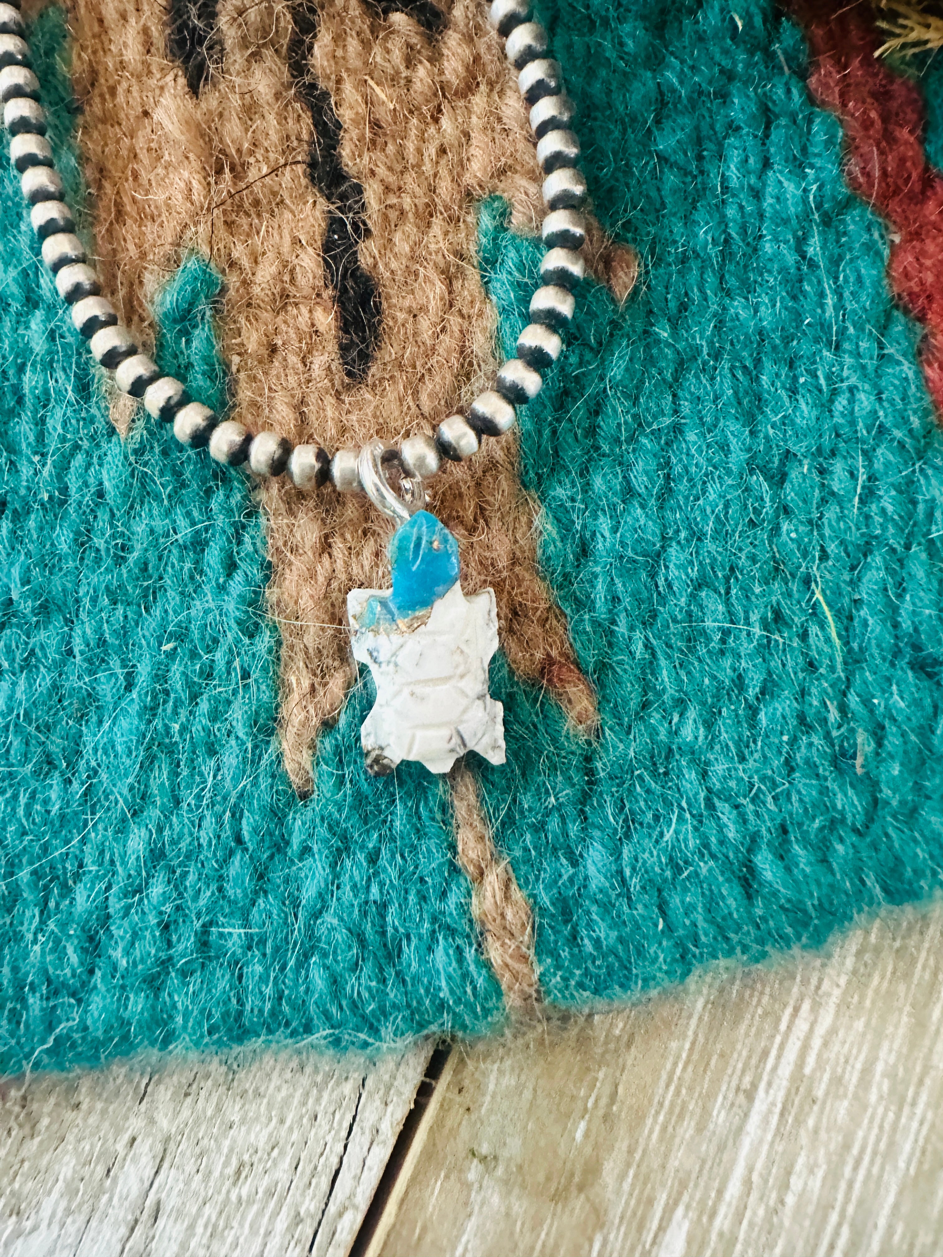 Handcrafted & Hand Carved Blue Mojave Turtle Charm