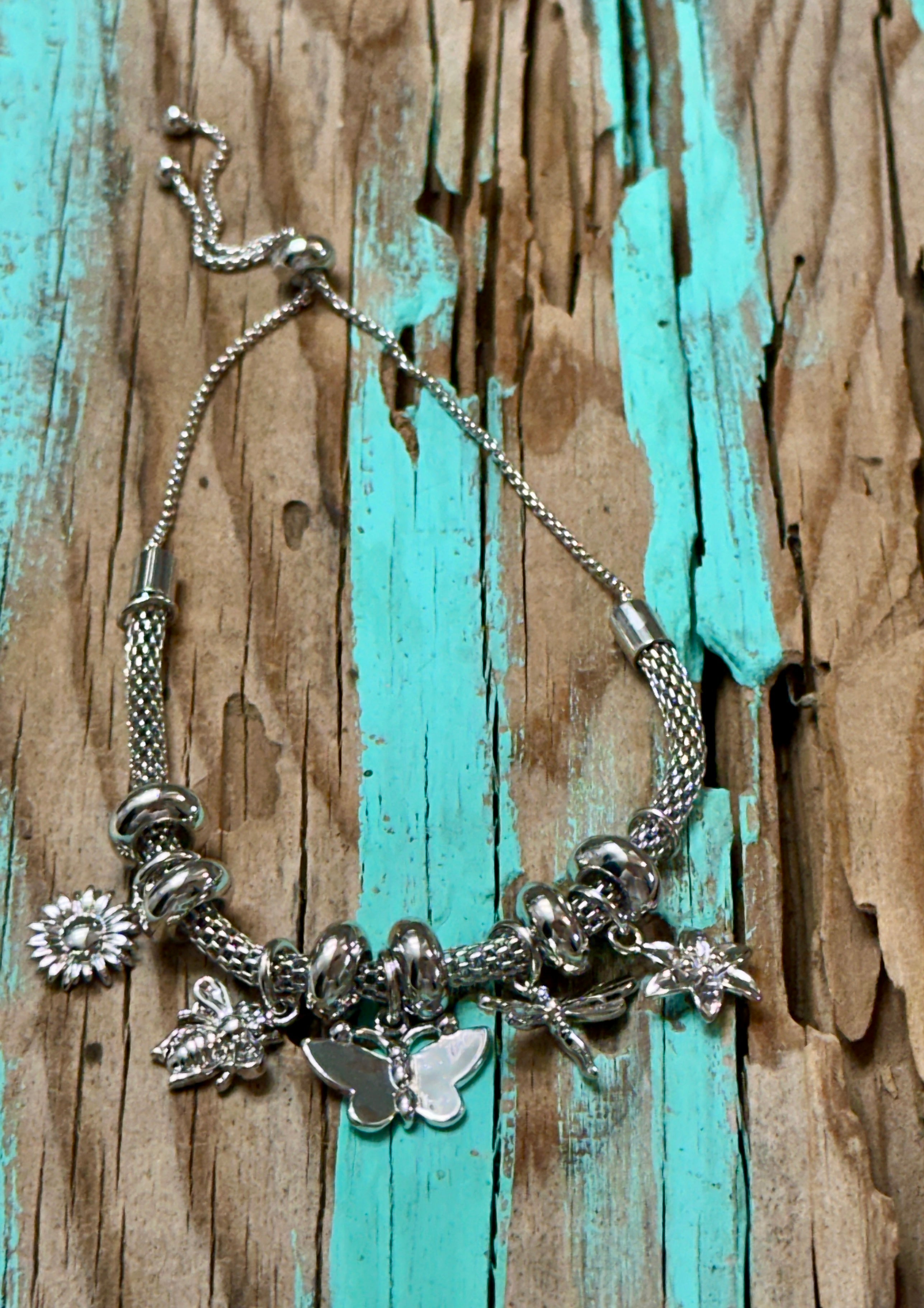 Garden Mesh Slider Charm Bracelet