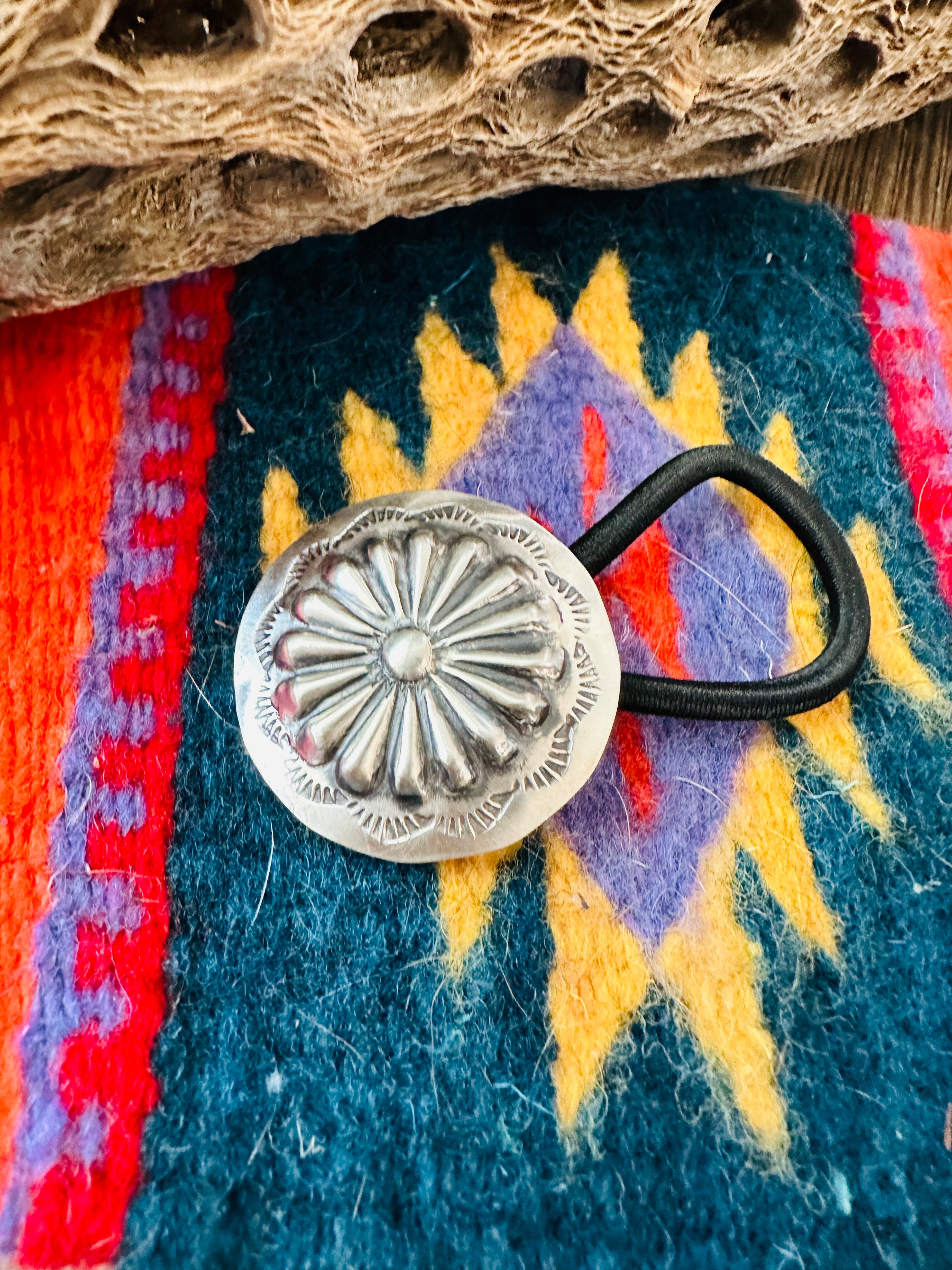 Navajo Sterling Silver Hand Stamped Hair Tie