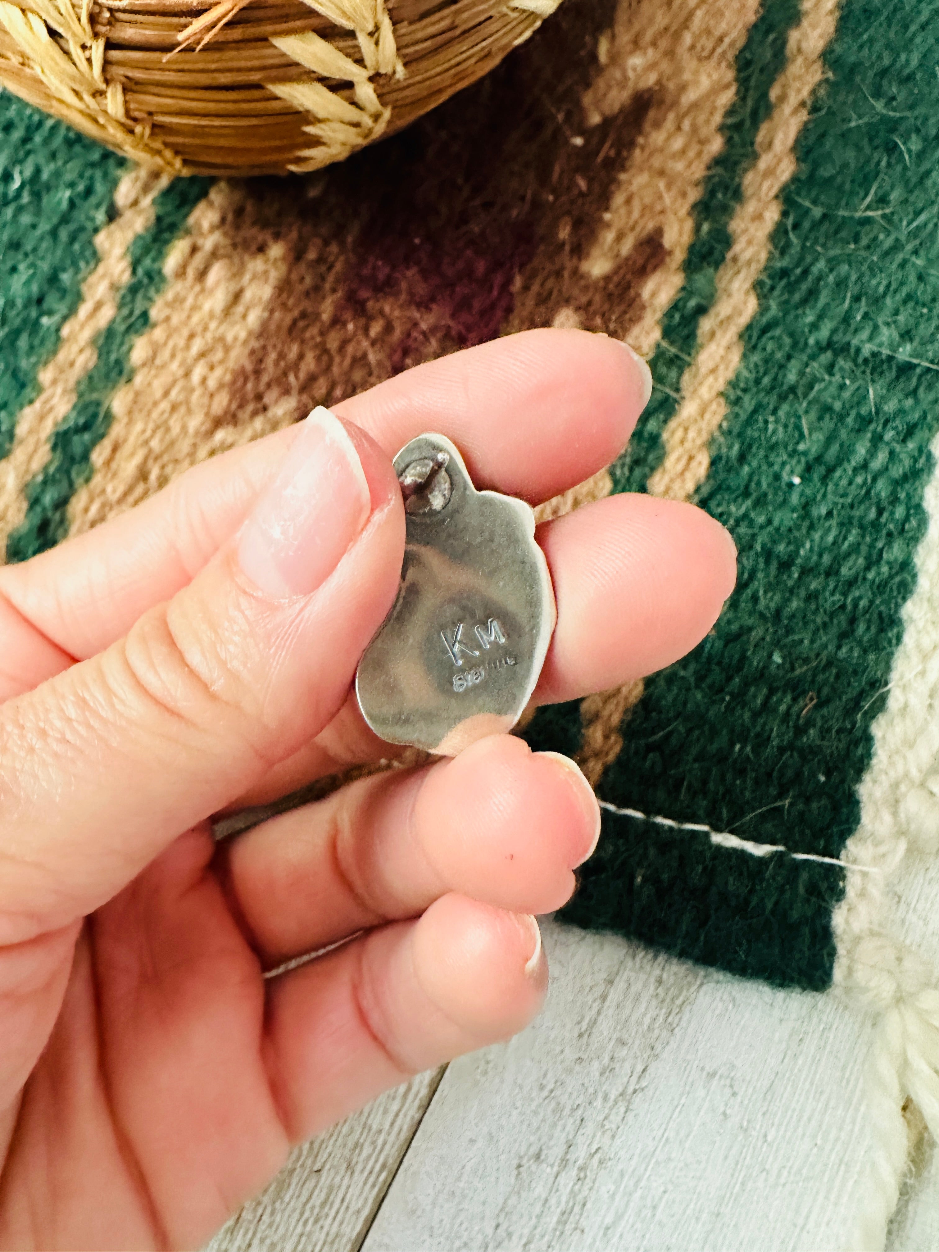 Navajo Sterling Silver & Purple Mojave Post Dangle Earrings