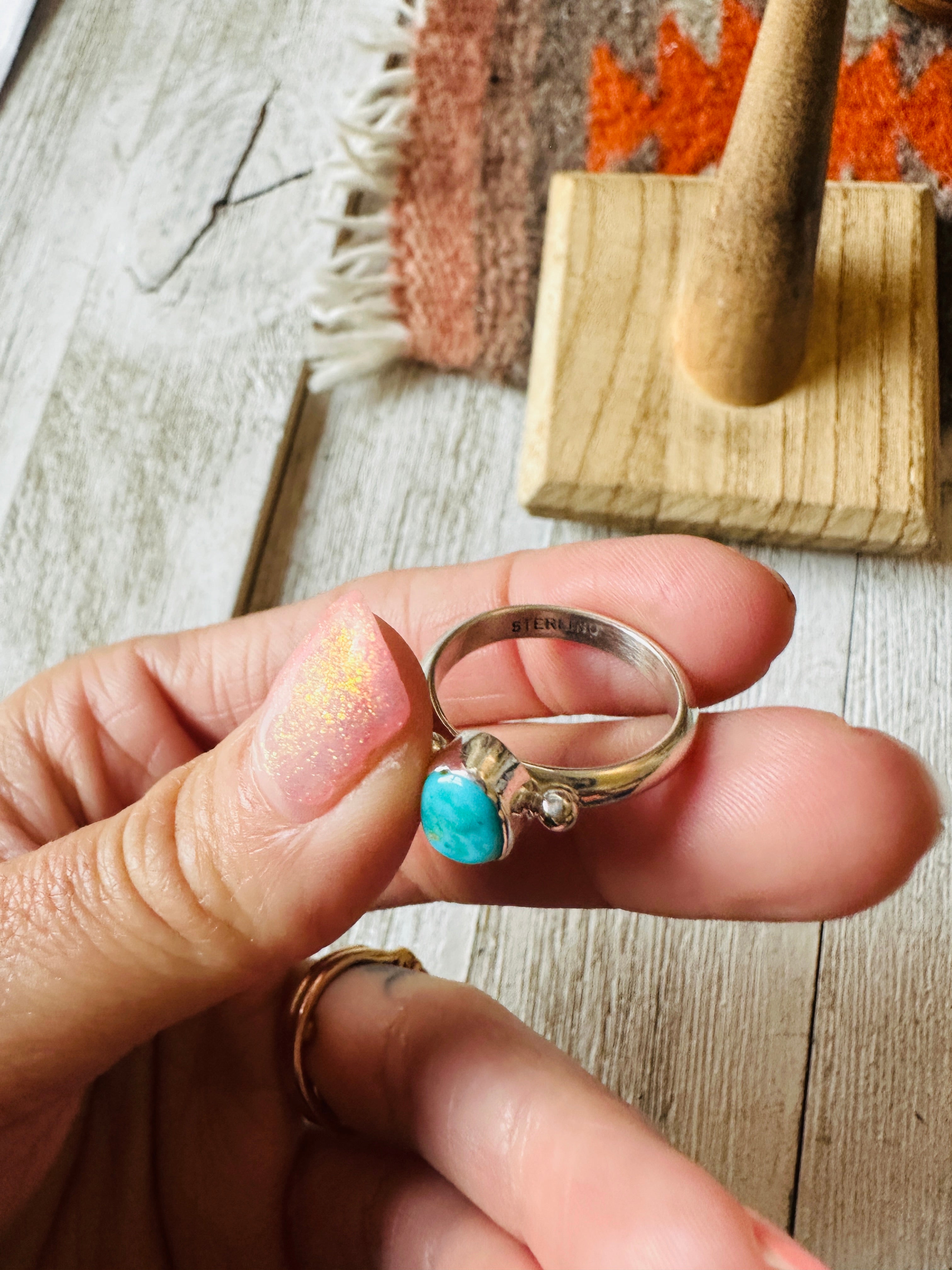 Navajo Turquoise & Sterling Silver Ring Size 5.75