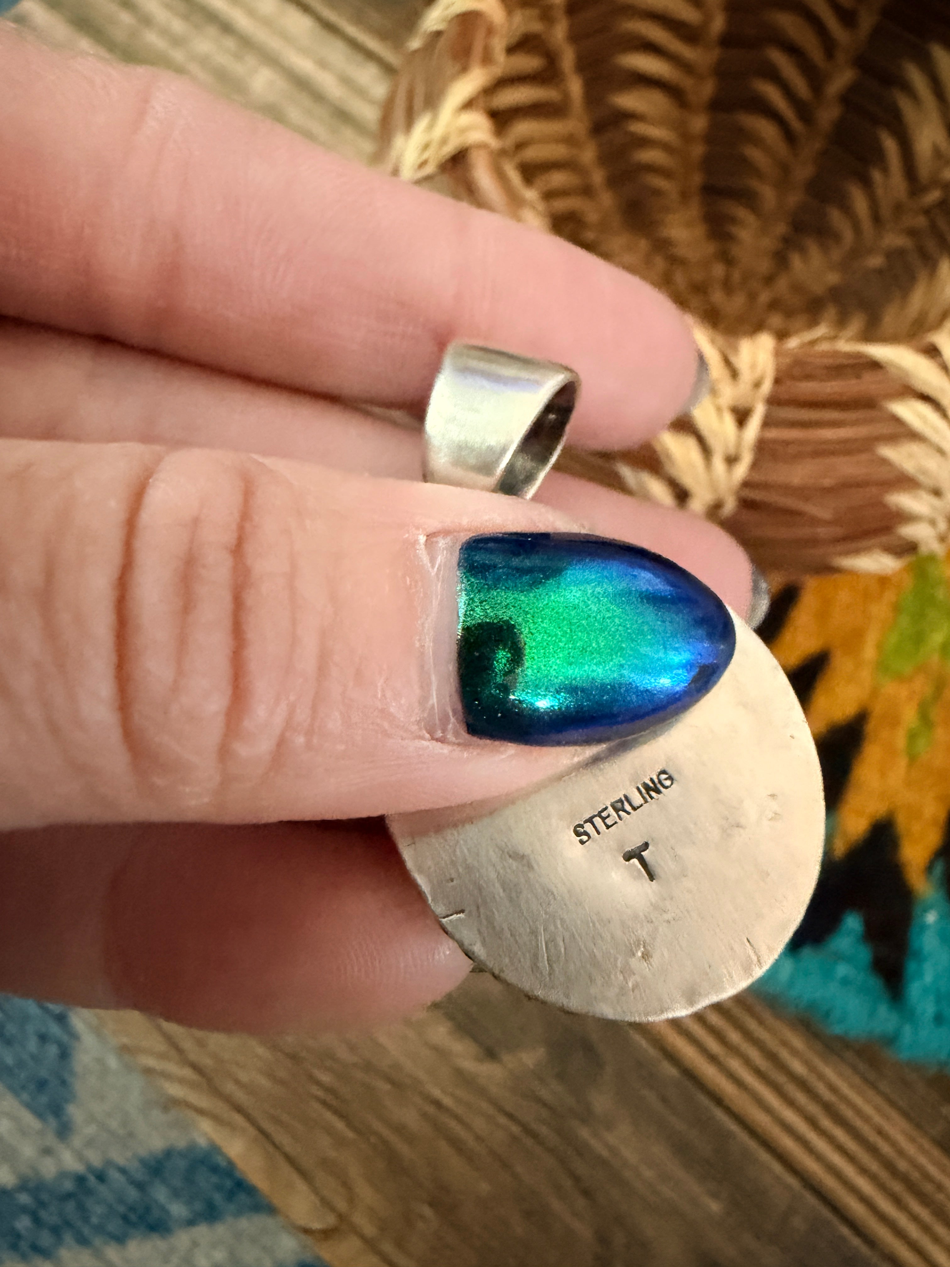 Handcrafted Sterling Silver and Spiny Oyster Pendant