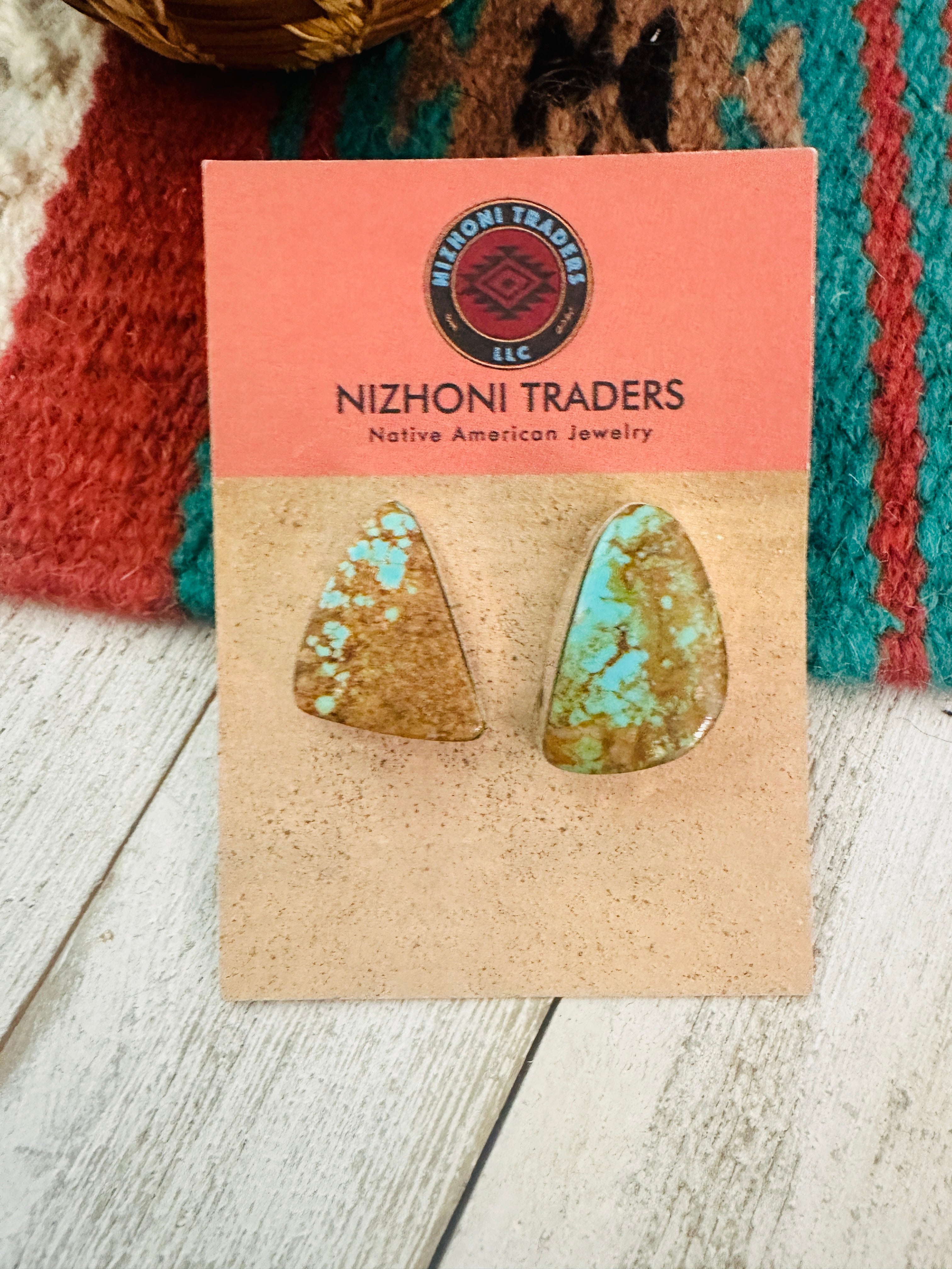 Navajo Number 8 Turquoise & Sterling Silver Post Earrings