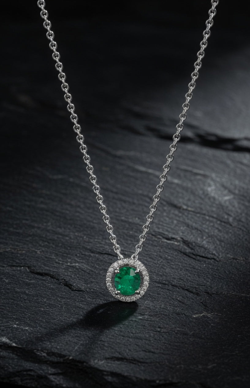 Sterling Silver Colombian Emerald Necklace