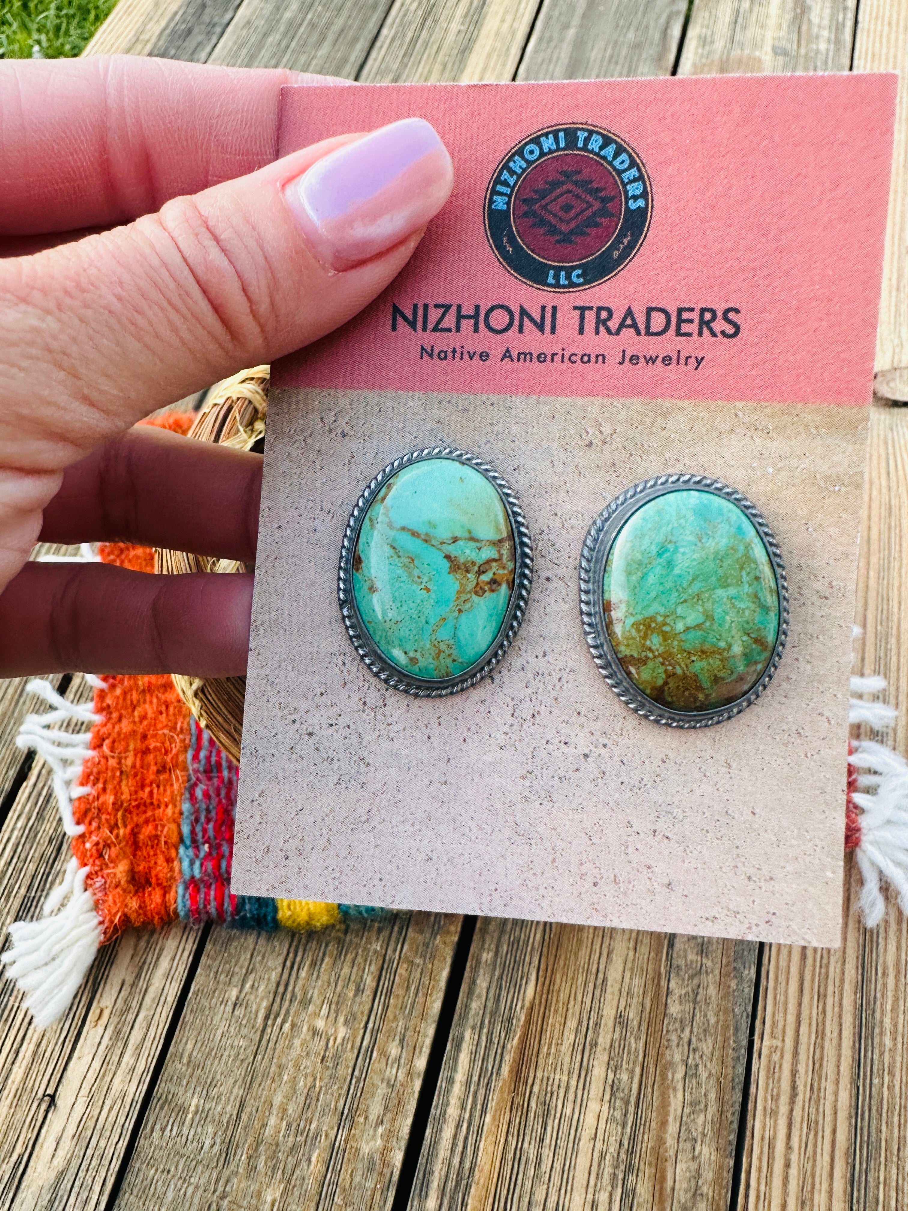 Handcrafted Sterling Silver & Royston Turquoise Post Earrings