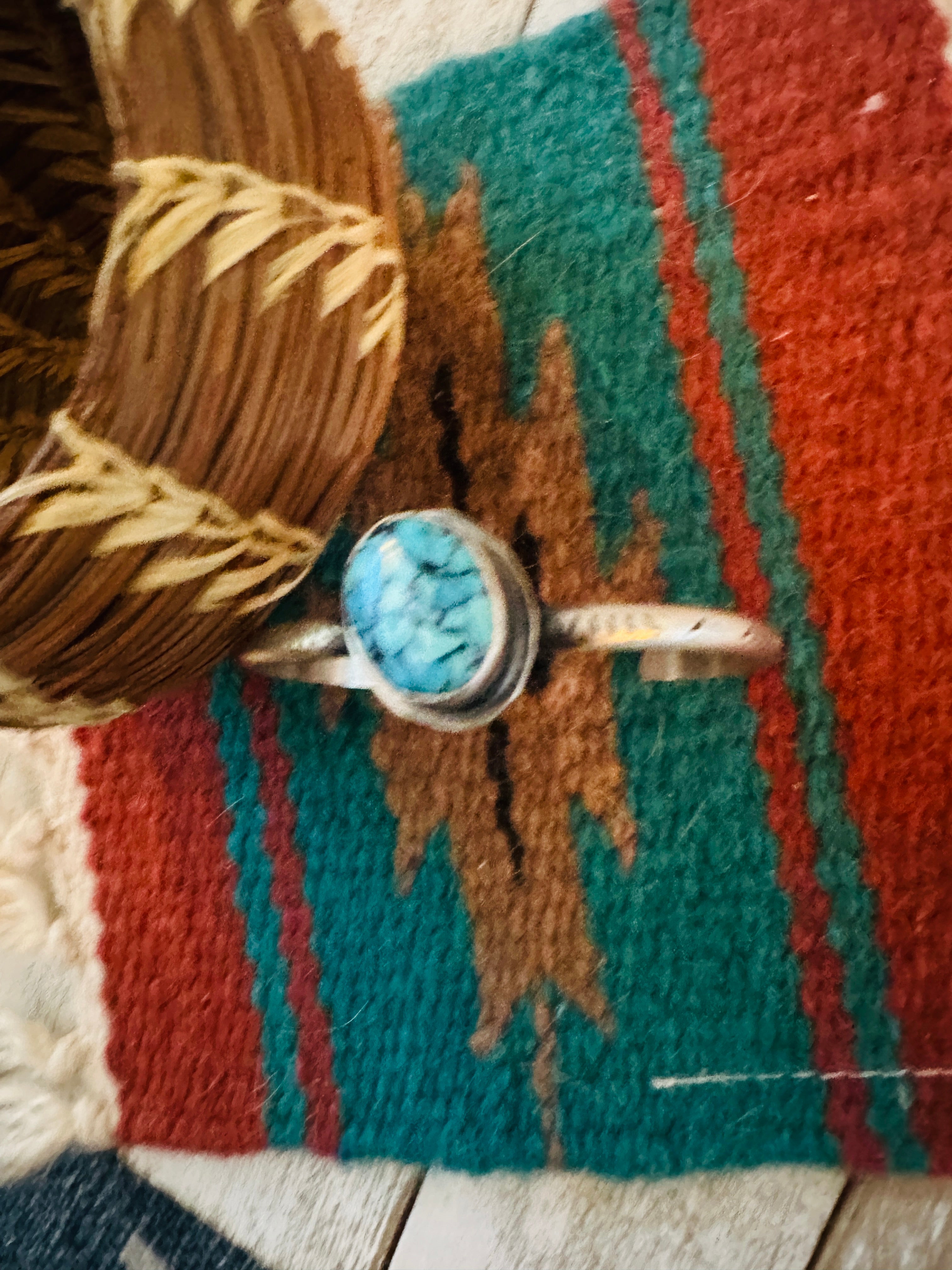 Navajo Sterling Silver & Kingman Web Turquoise Cuff Bracelet