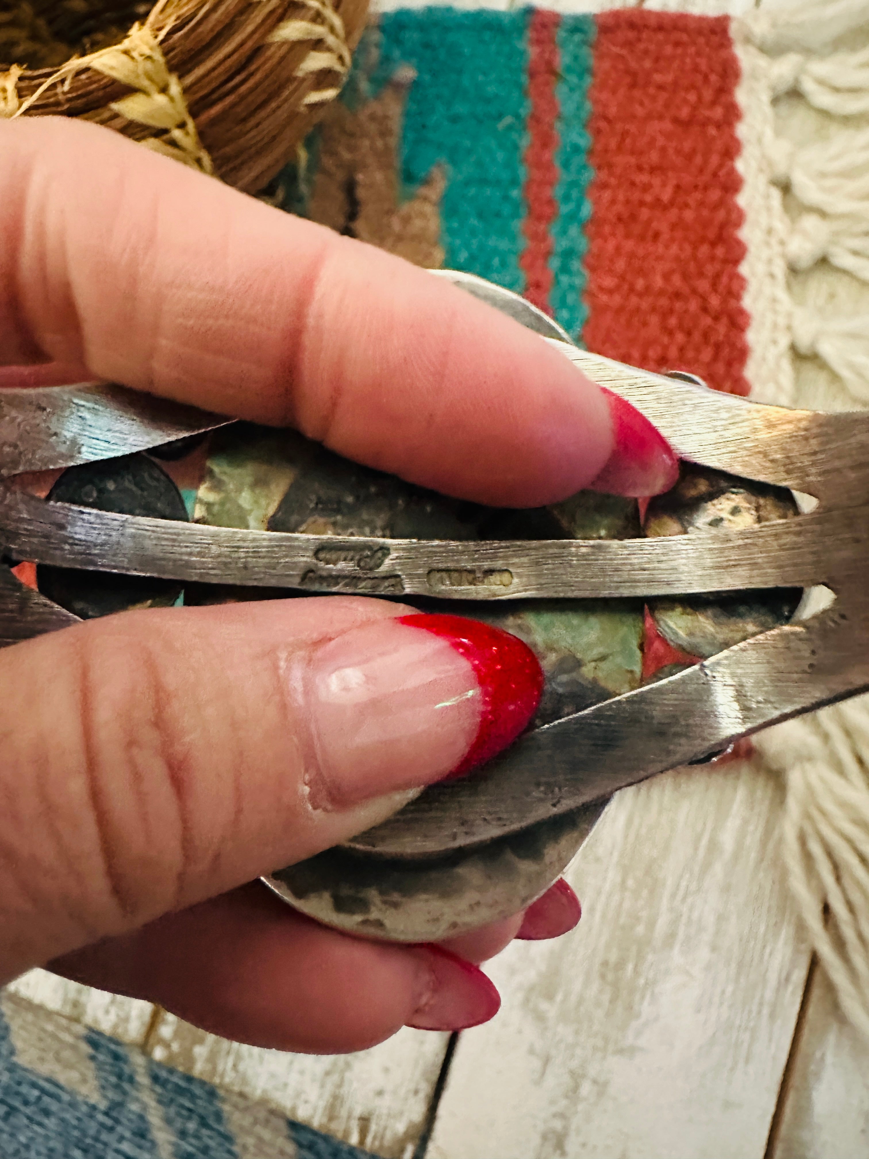 Handcrafted Charoite, Queen Pink Conch & Sterling Silver Cuff Bracelet by Chimney Butte
