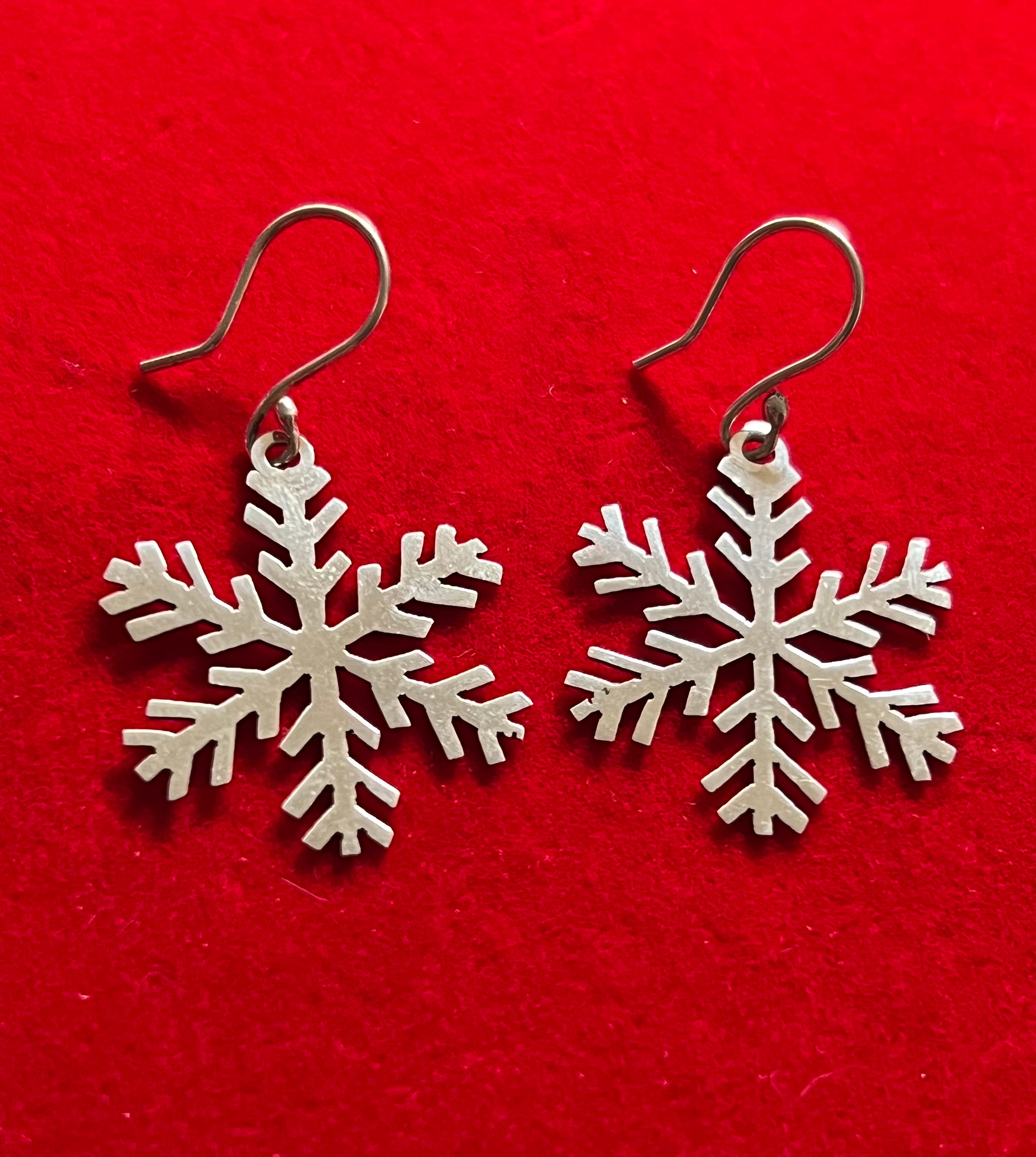 Sterling Silver Snowflake Earrings On Hook
