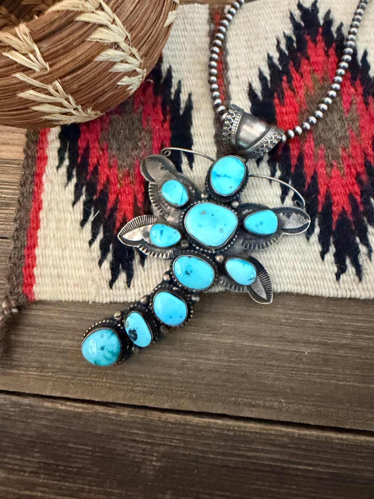 Handcrafted Sterling Silver & Turquoise Dragonfly Pendant by Shawn Cayatoneto