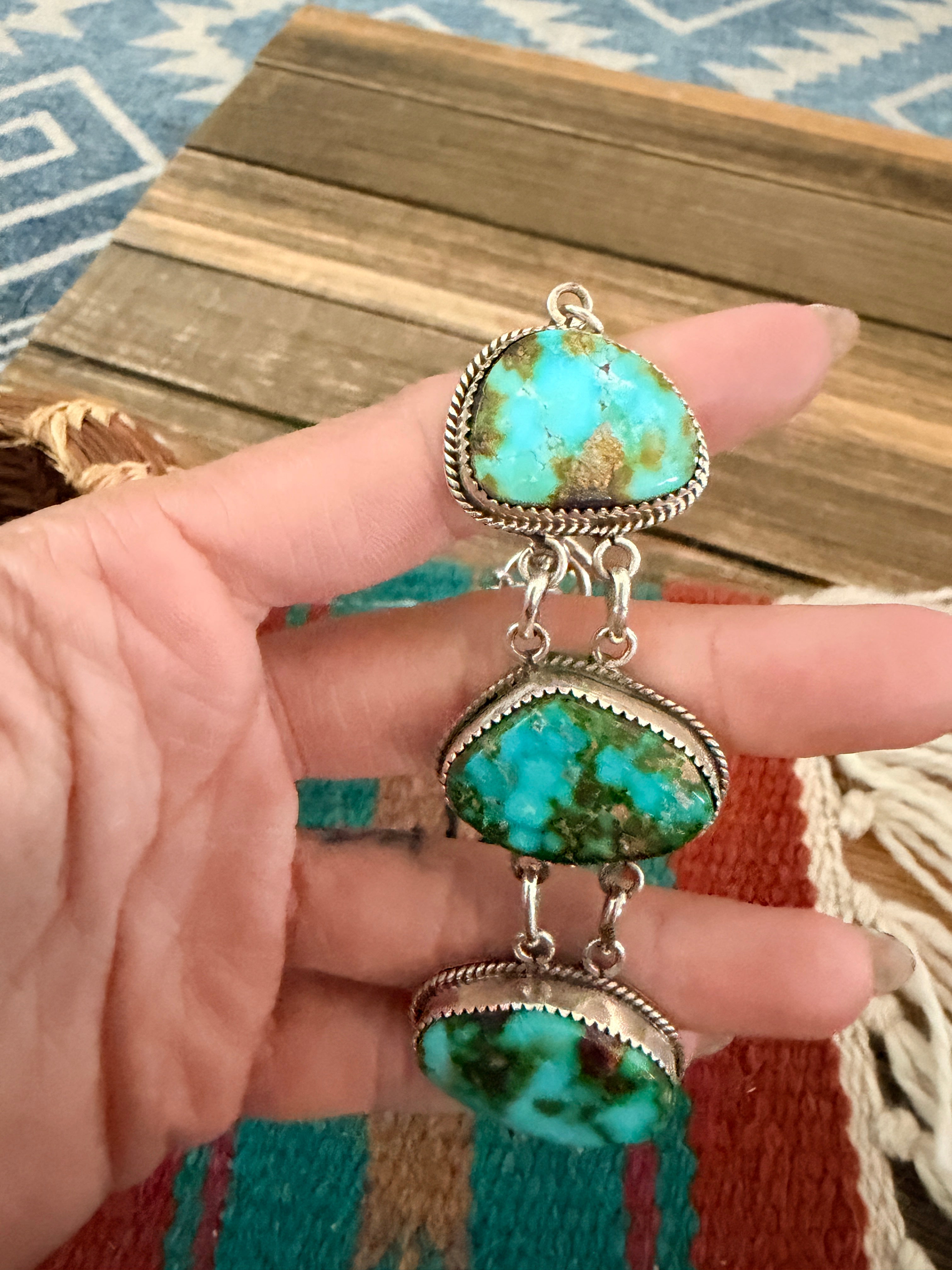 Handcrafted Sterling Silver & Sonoran Gold Turquoise Link Bracelet by La Rose Ganadonegro