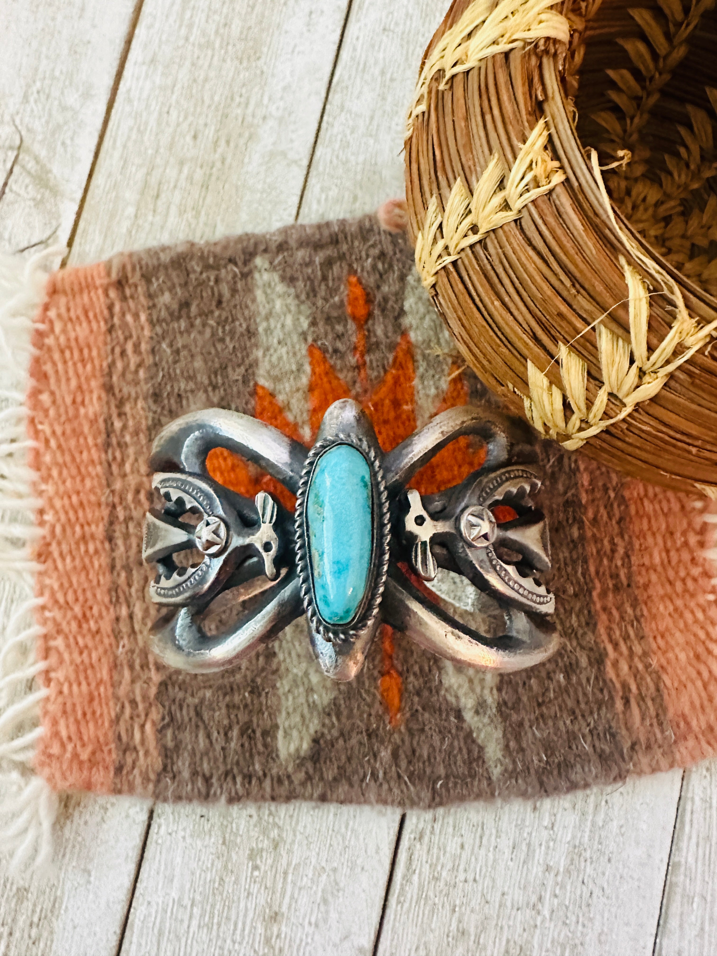 Handcrafted Turquoise & Sterling Silver Cuff Bracelet by Chimney Butte