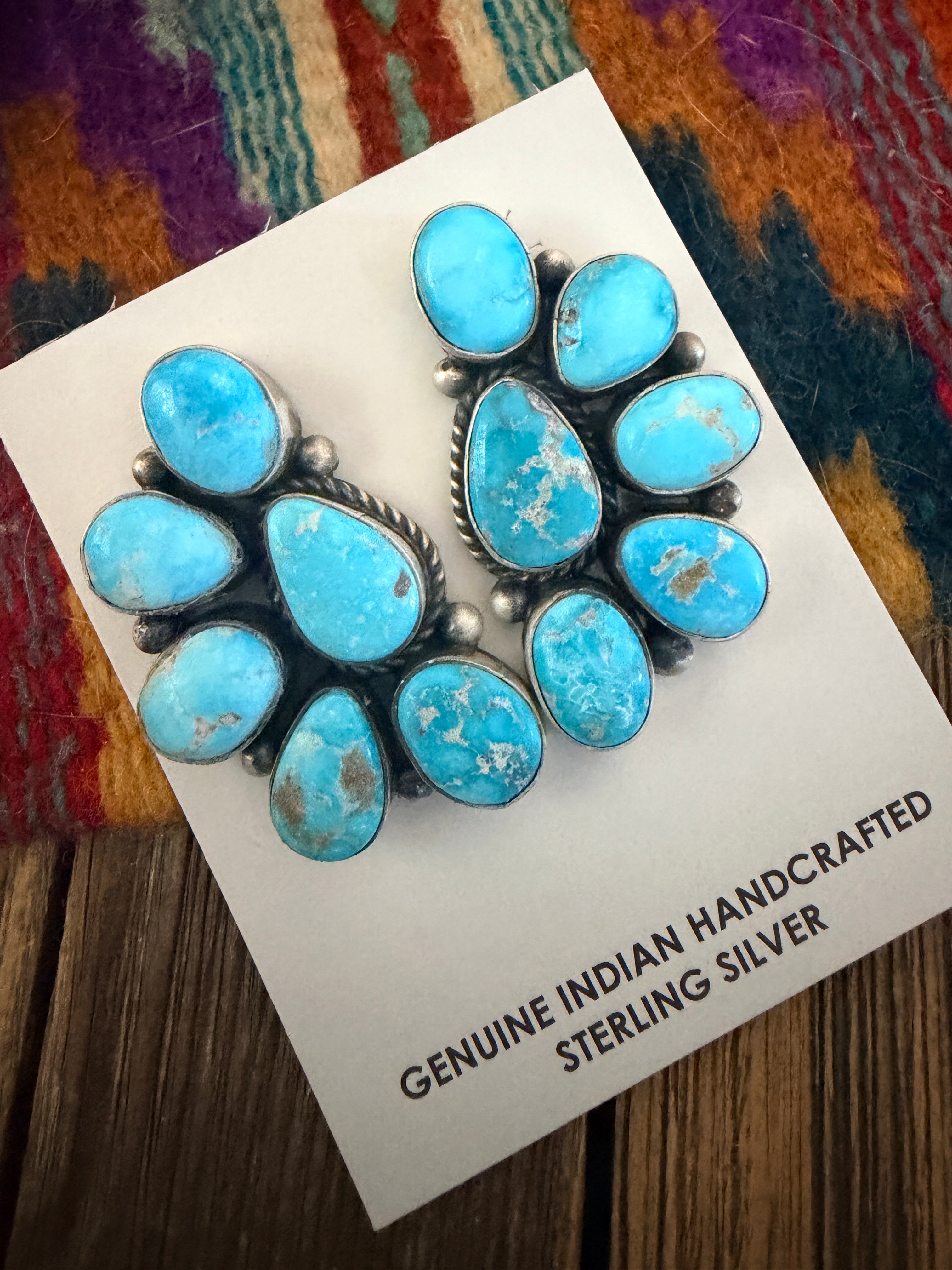 Handcrafted Turquoise & Sterling Silver Post Earrings
