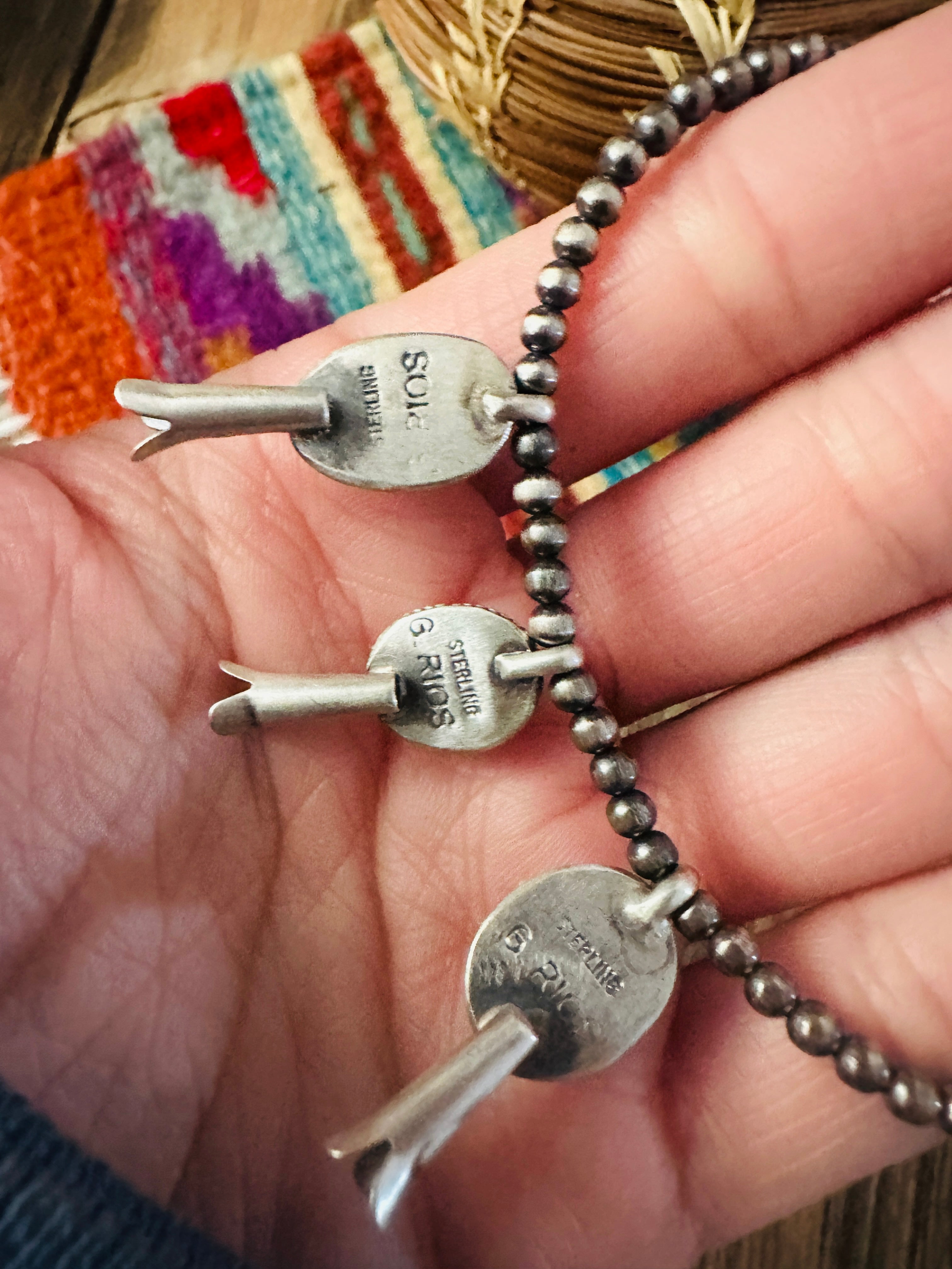 Handcrafted 3mm Sterling Silver Pearl, Turquoise & Spiny Oyster Blossom Stretch Bracelet