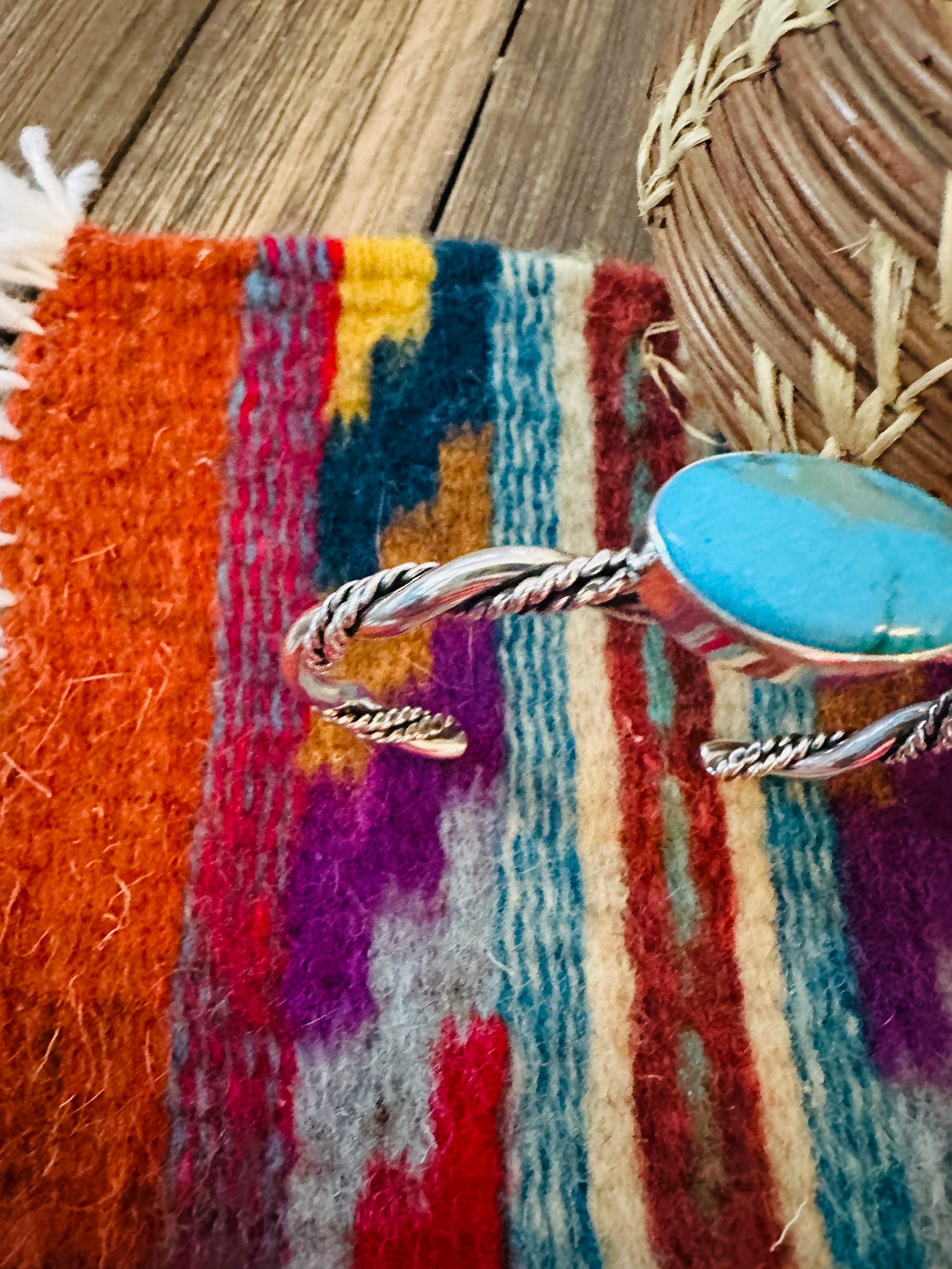 Handcrafted Twisted Sterling Silver & Turquoise Cuff Bracelet