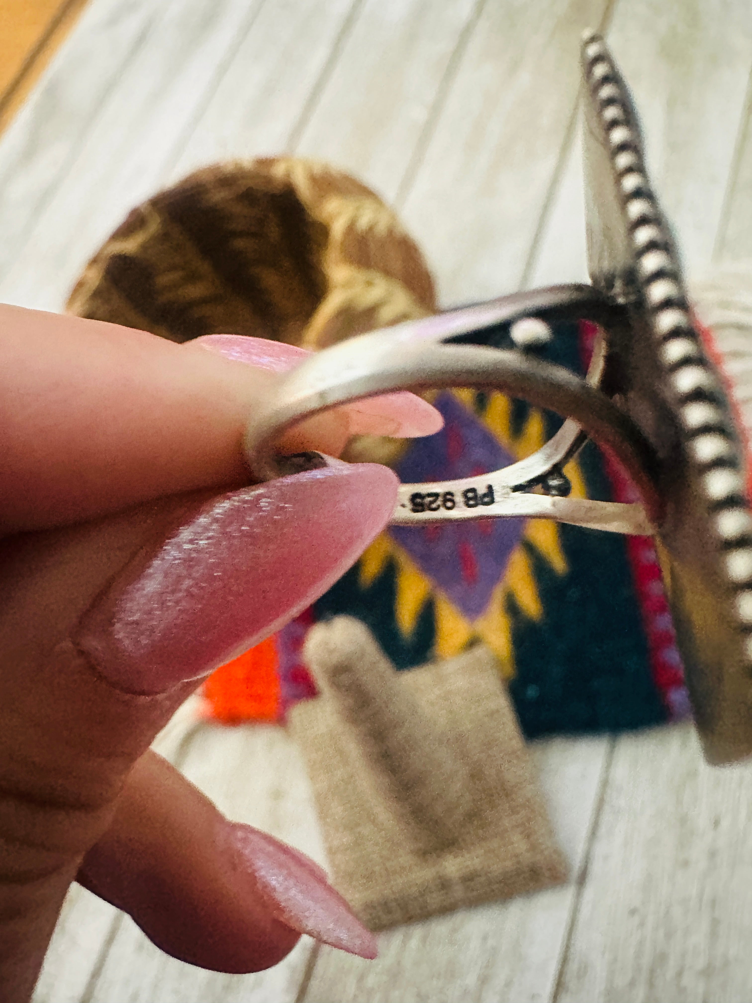 Handcrafted Turquoise & Sterling Silver Ring size 6.5