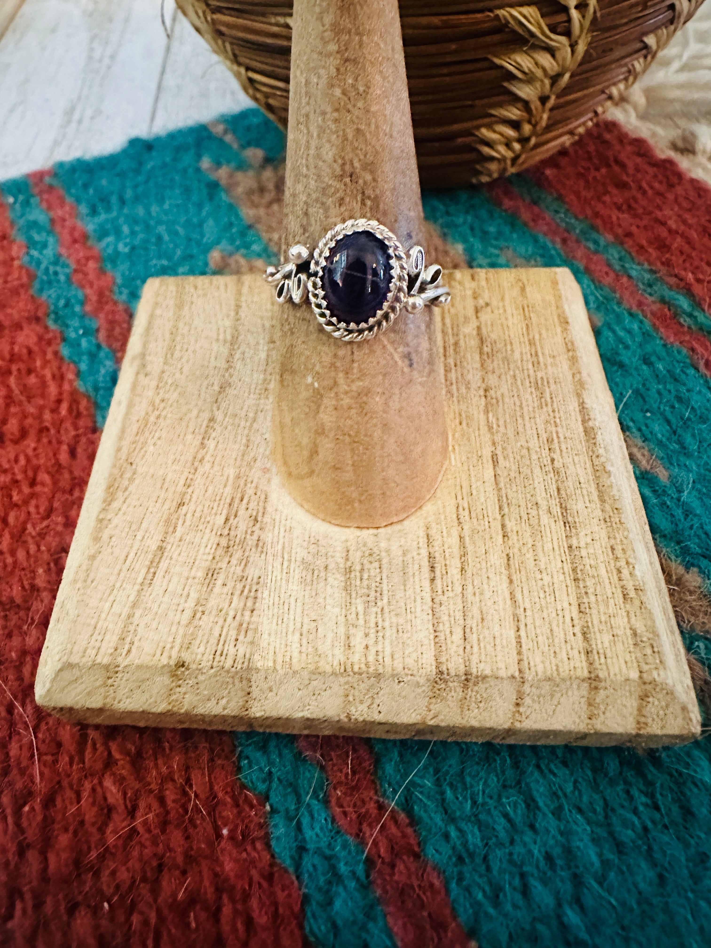 Navajo Amethyst & Sterling Silver Ring Size 7