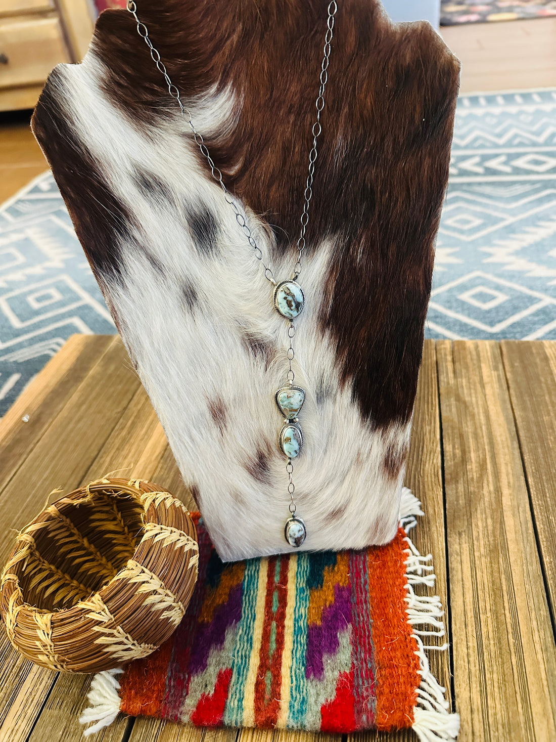 Handcrafted Dry Creek Turquoise & Sterling Silver Lariat Necklace