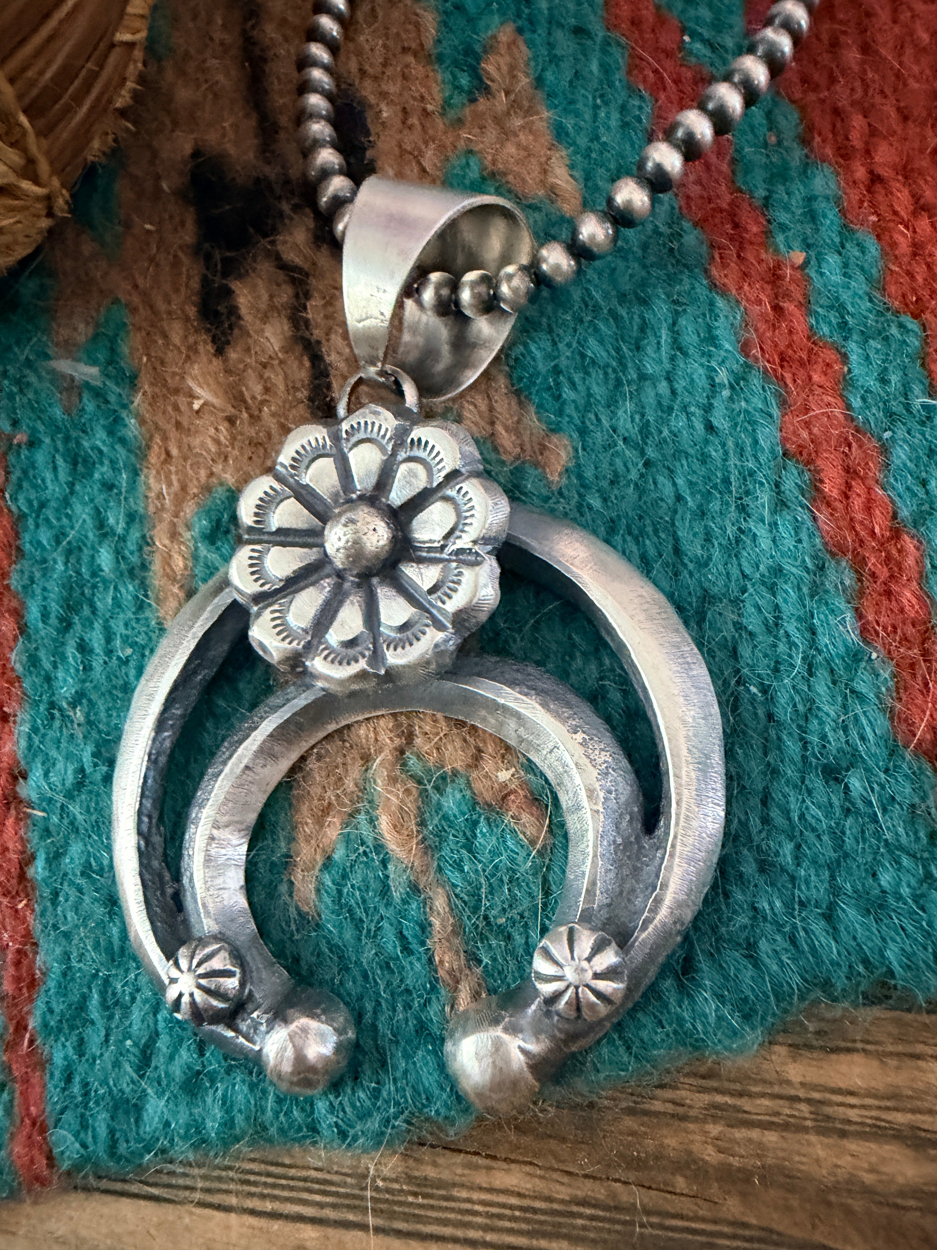 Handcrafted Sterling Silver Flower Naja Pendant by Chimney Butte