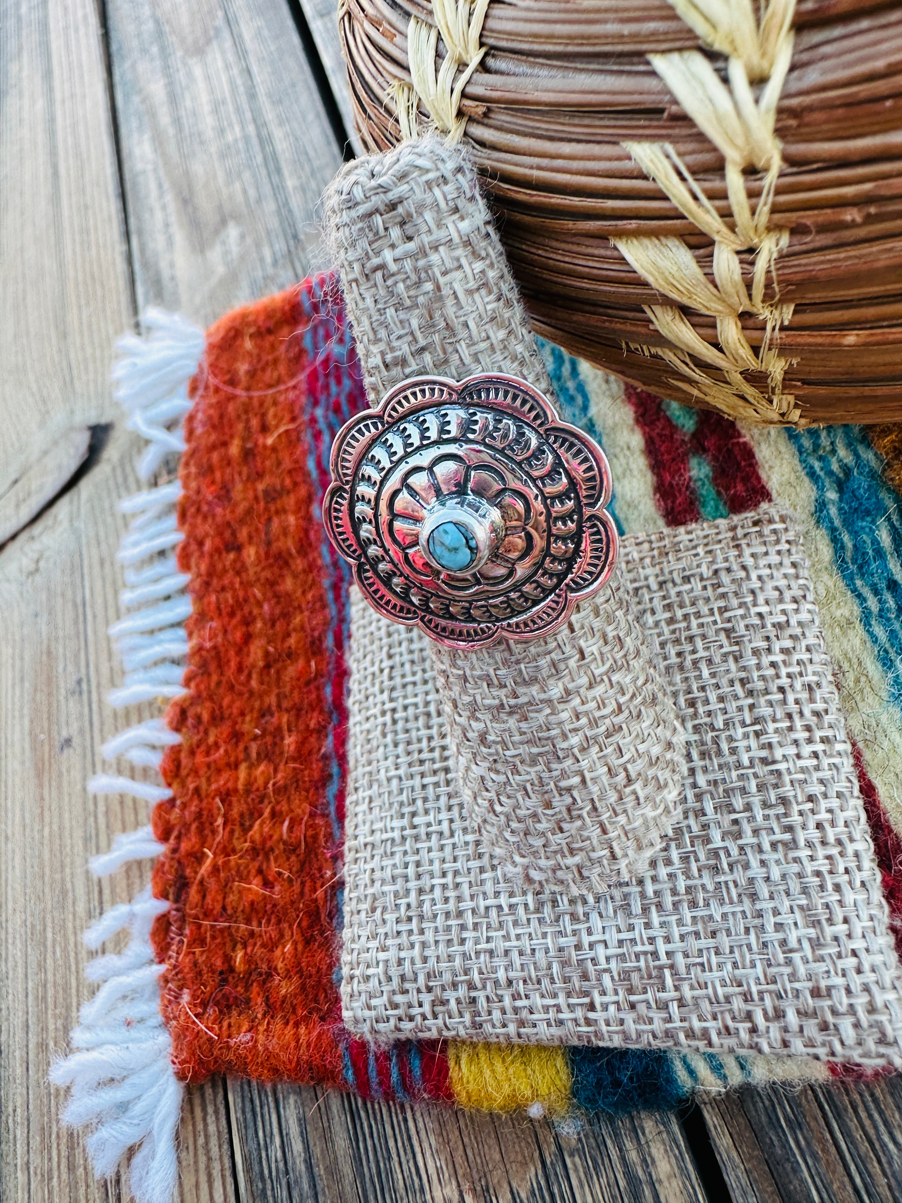 Handcrafted Turquoise & Sterling Silver Concho Ring