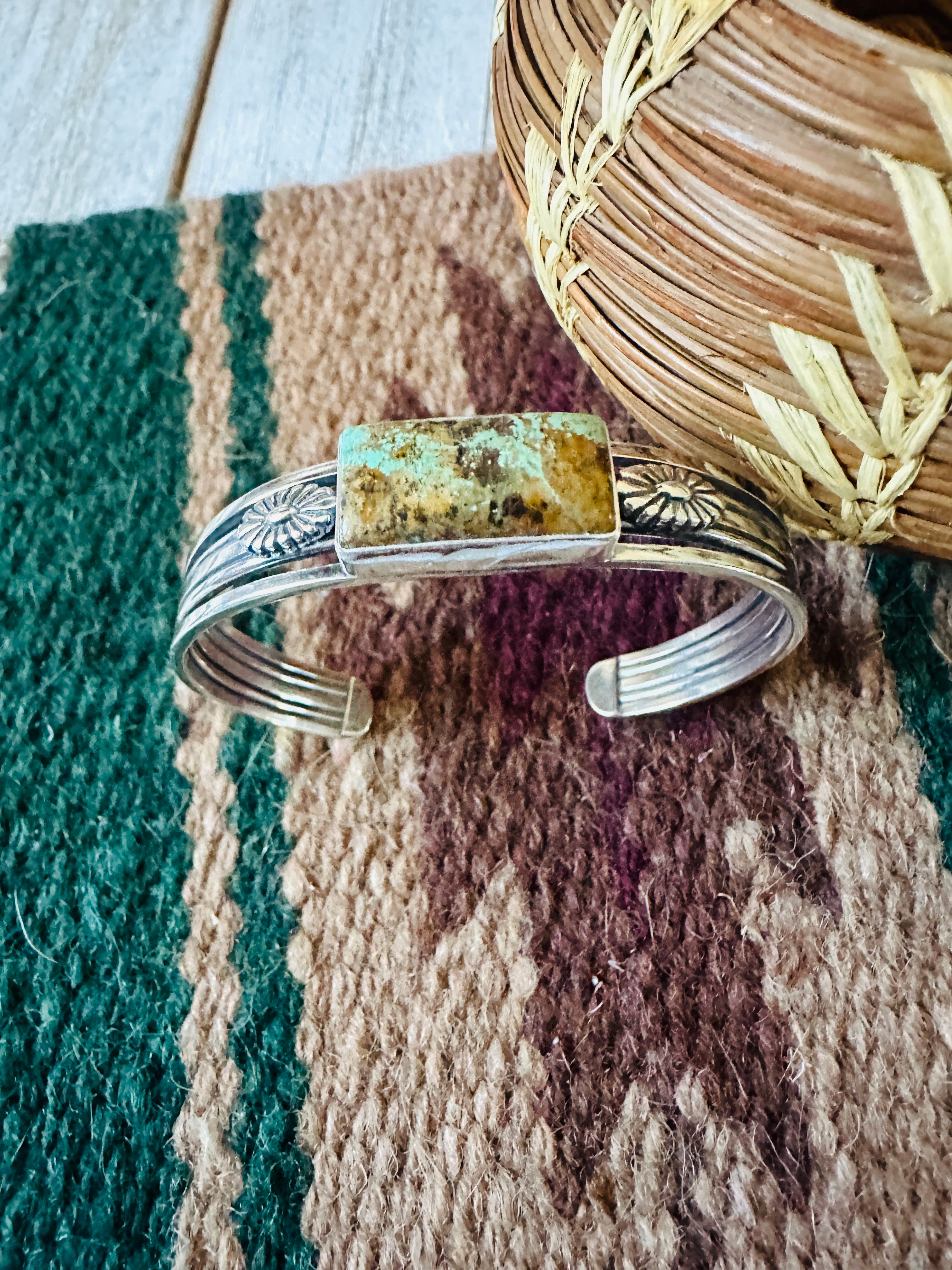 Navajo Royston Turquoise & Sterling Silver Cuff Bracelet