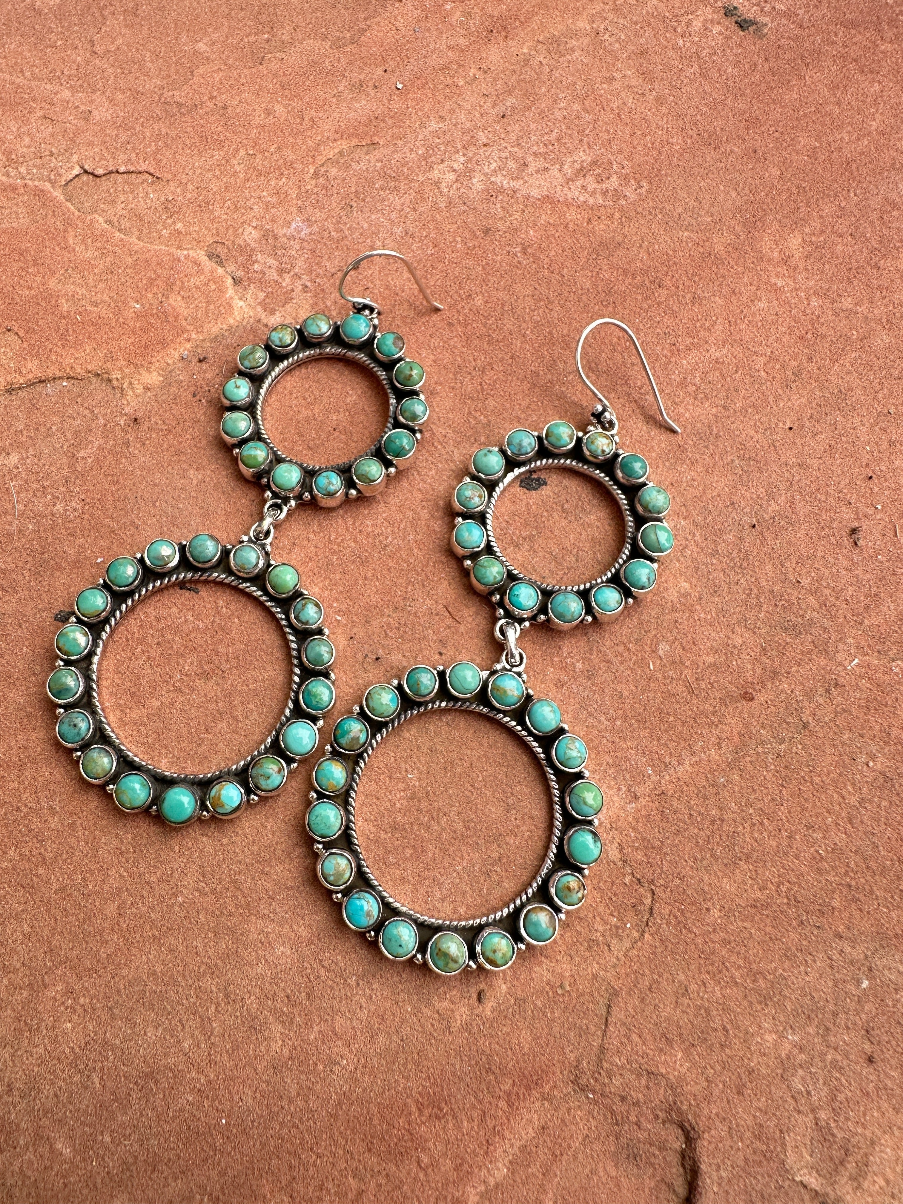 Handmade Turquoise and Sterling Silver Statement Dangles