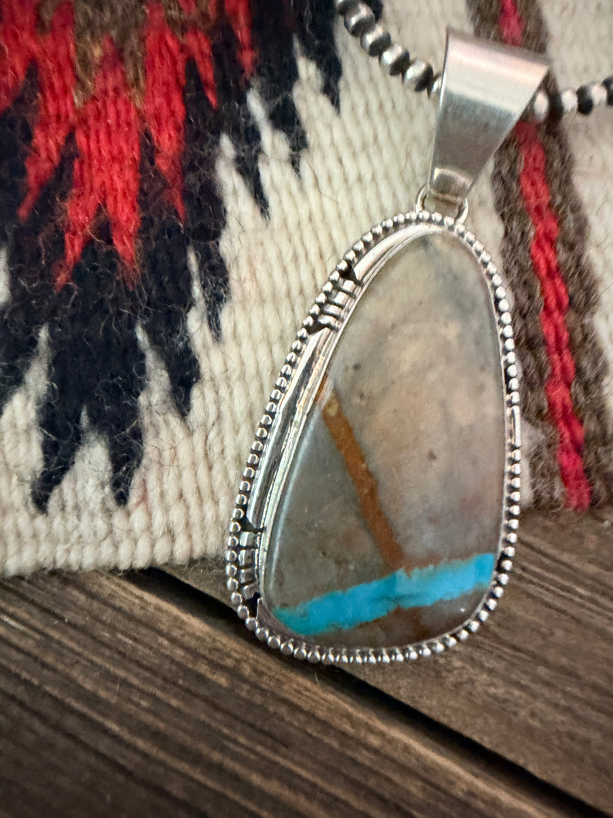 Handcrafted Sterling Silver & Royston Ribbon Turquoise Pendant