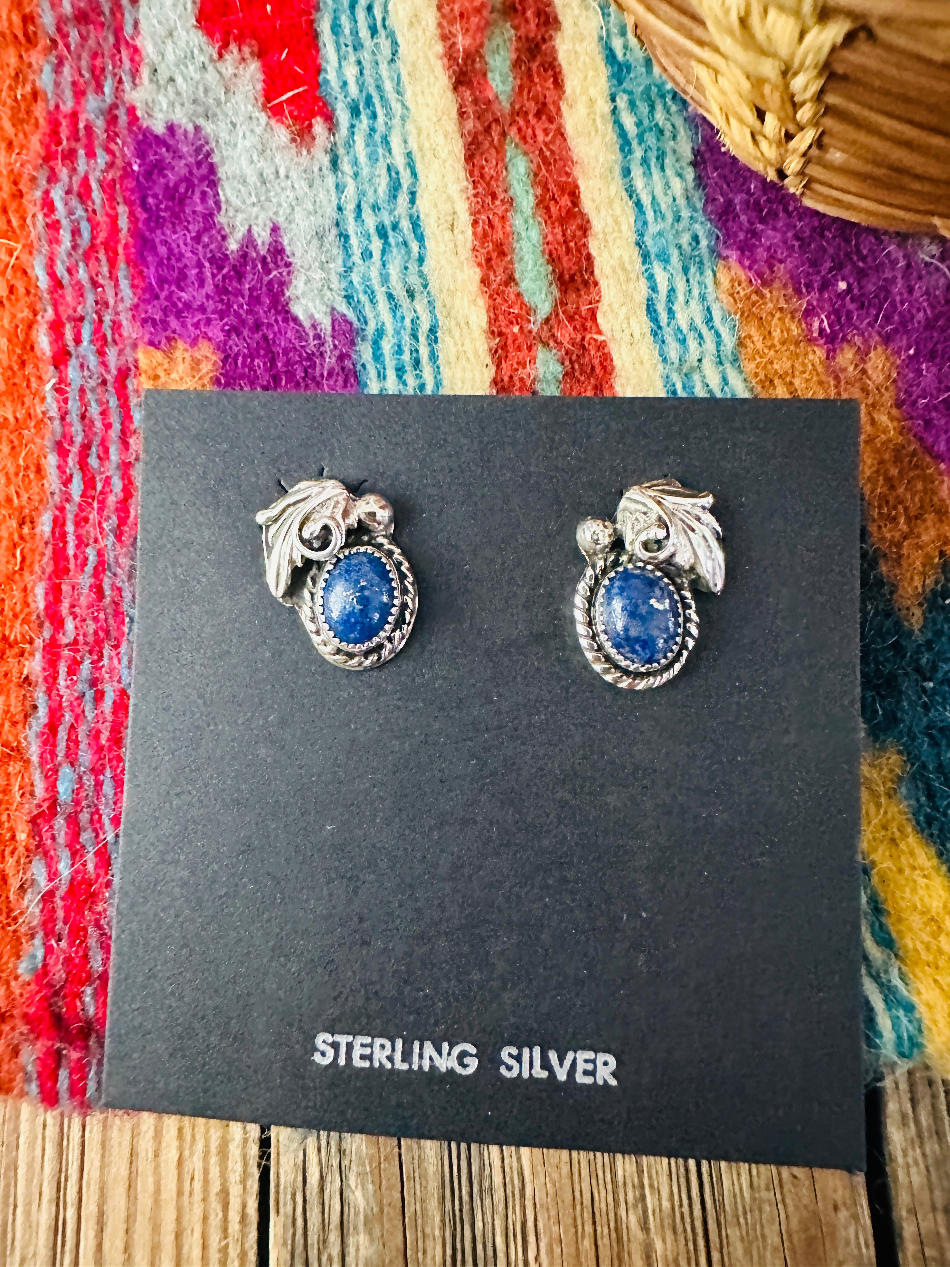 Handcrafted Lapis & Sterling Silver Stud Earrings