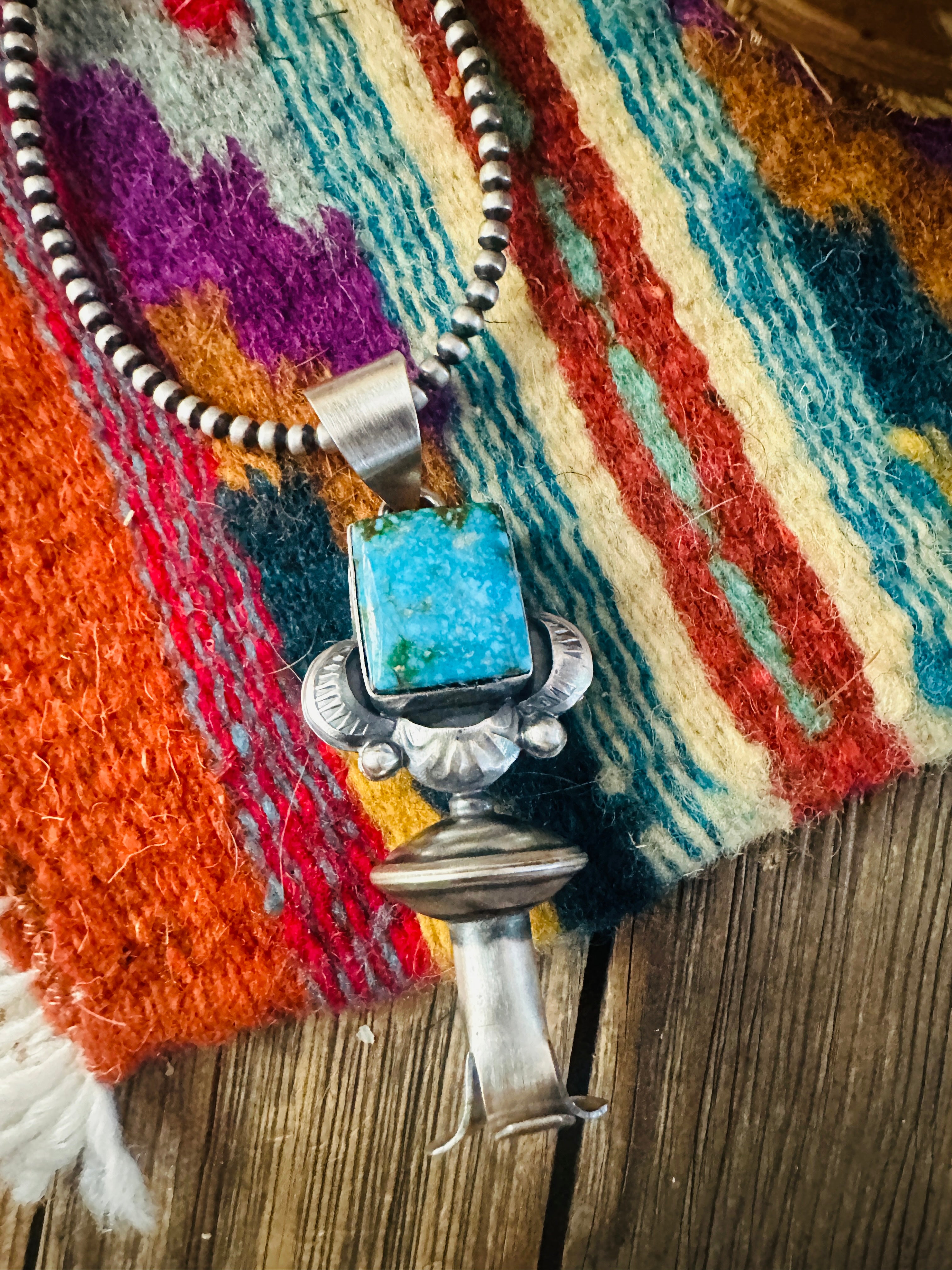 Handcrafted Sterling Silver & Turquoise Blossom Pendant