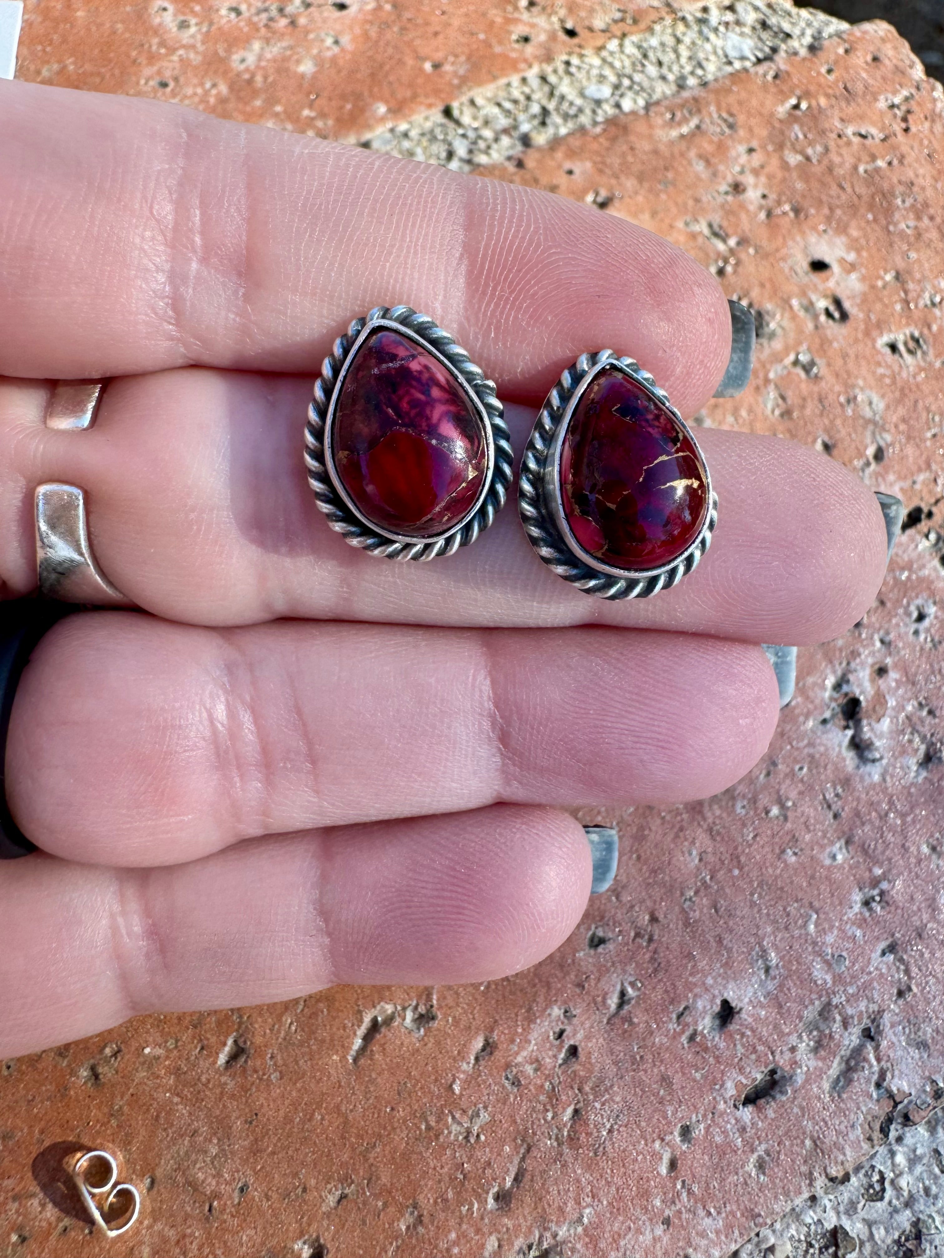 Handcrafted Sterling Silver & Rose Dahlia Stud Earrings