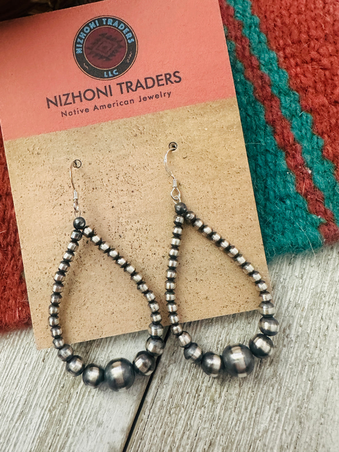 Handcrafted Sterling Silver Beaded Dangle Hoop Earrings