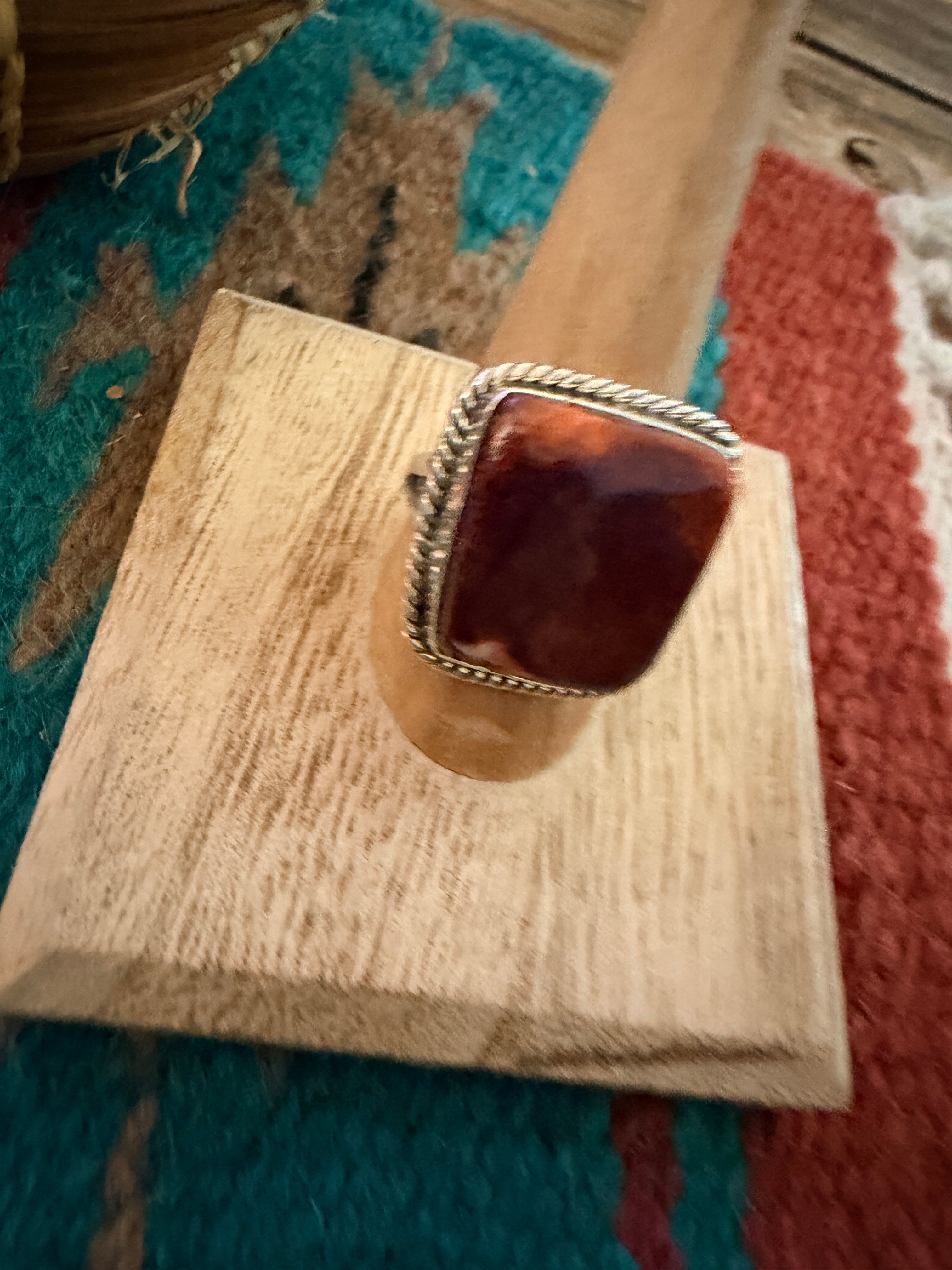 Handcrafted Spiny Oyster & Sterling Silver Ring Size 9
