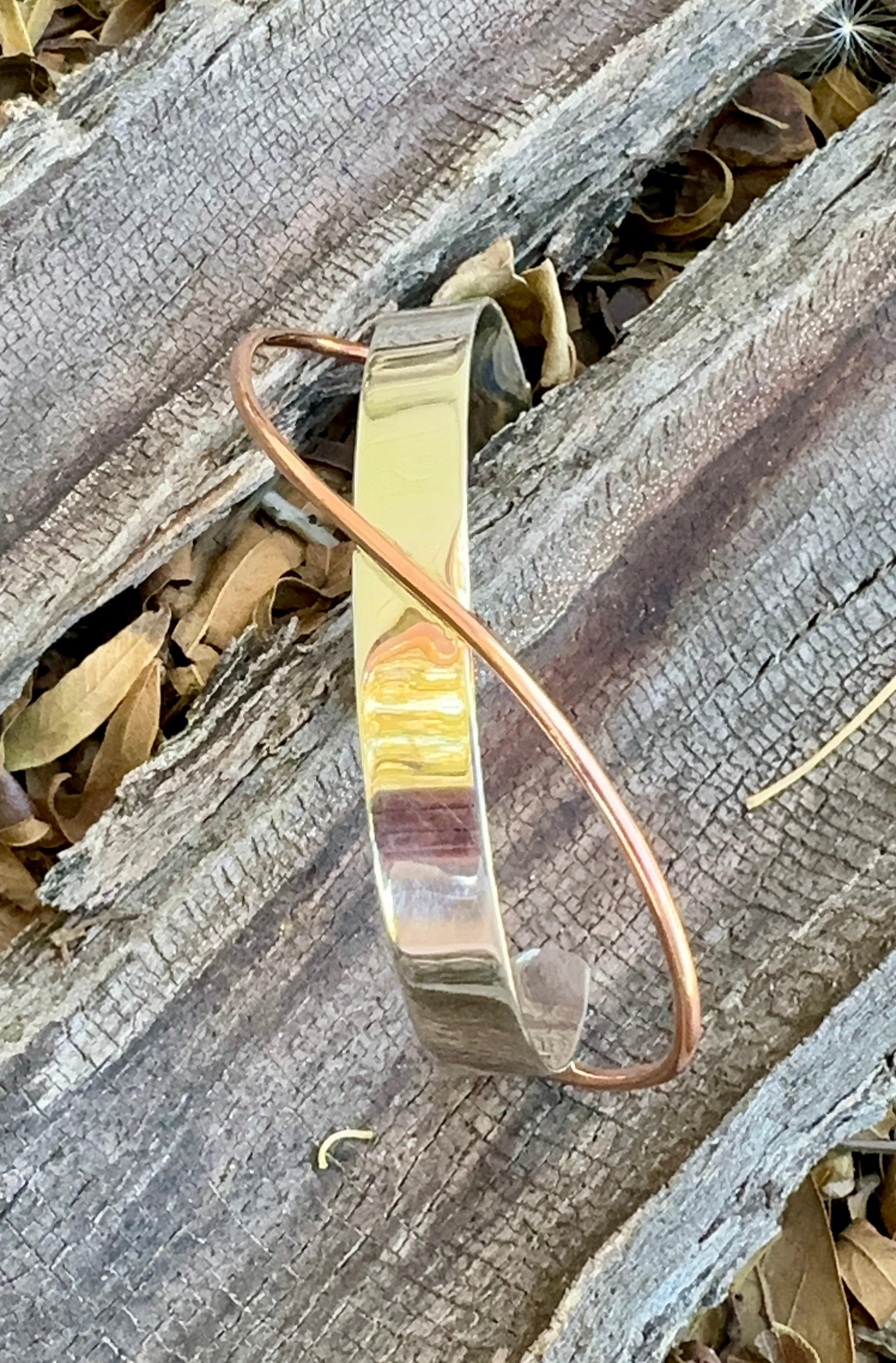 Sterling Silver Cuff with Copper Ribbon