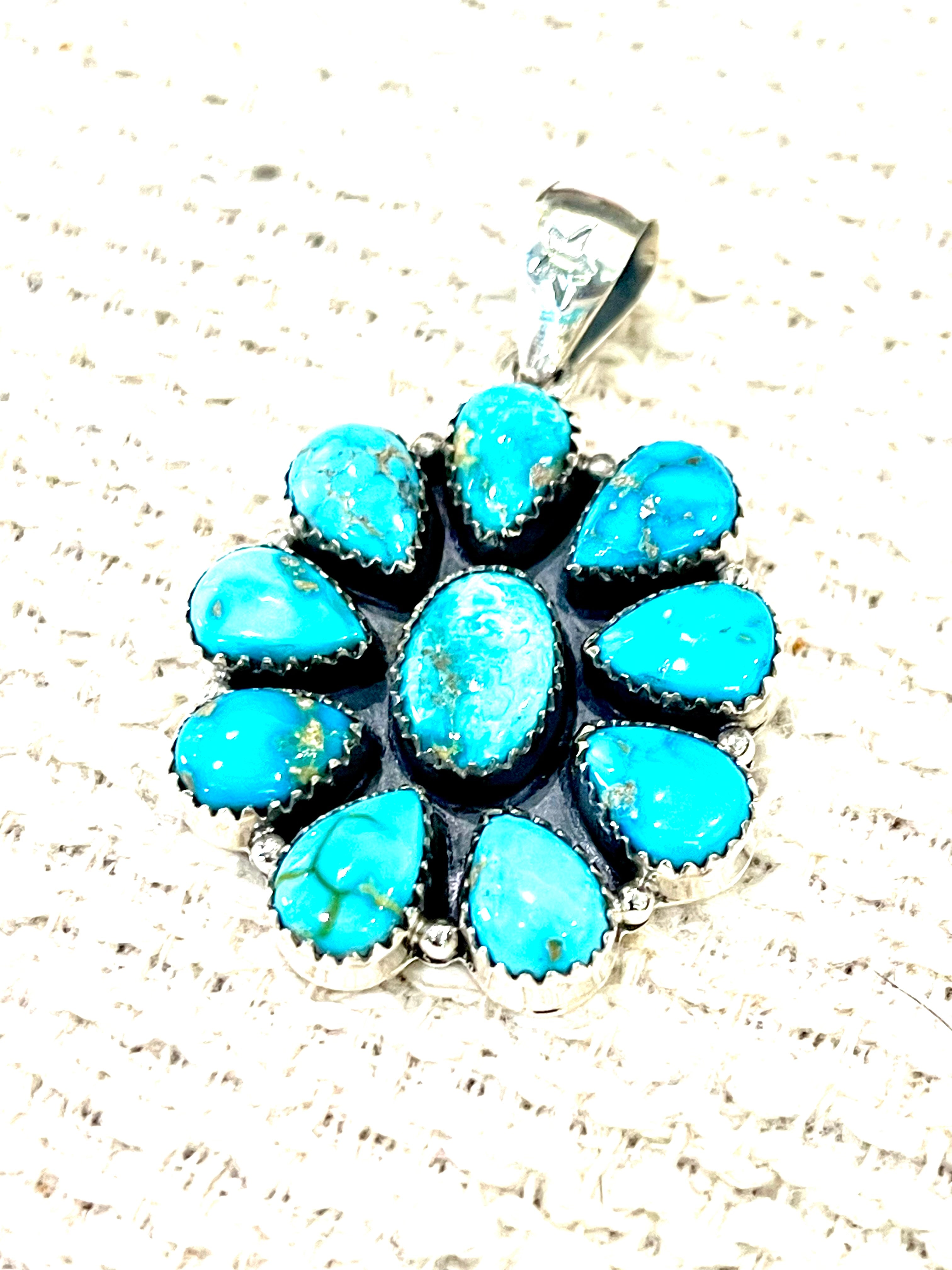 Handcrafted Sterling Silver & South Hill Sonoran Turquoise Cluster Pendant