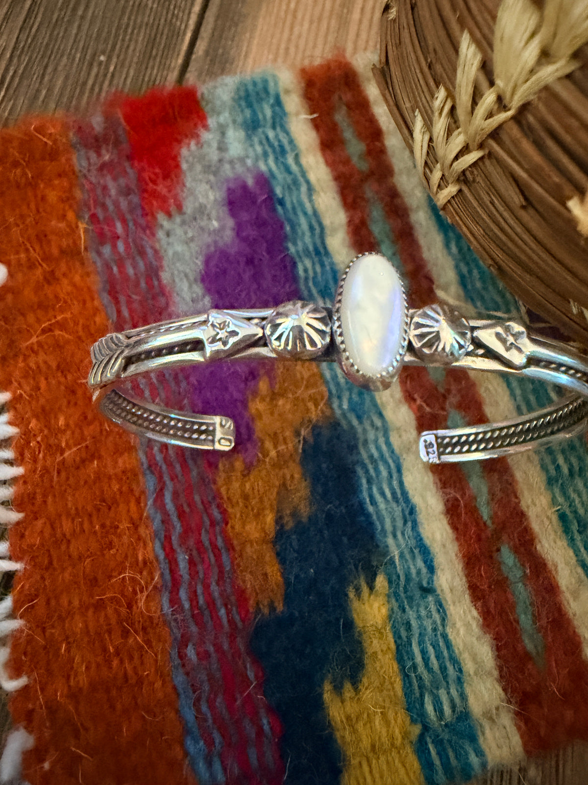 Handcrafted Sterling Silver and Mother of Pearl Cuff Bracelet