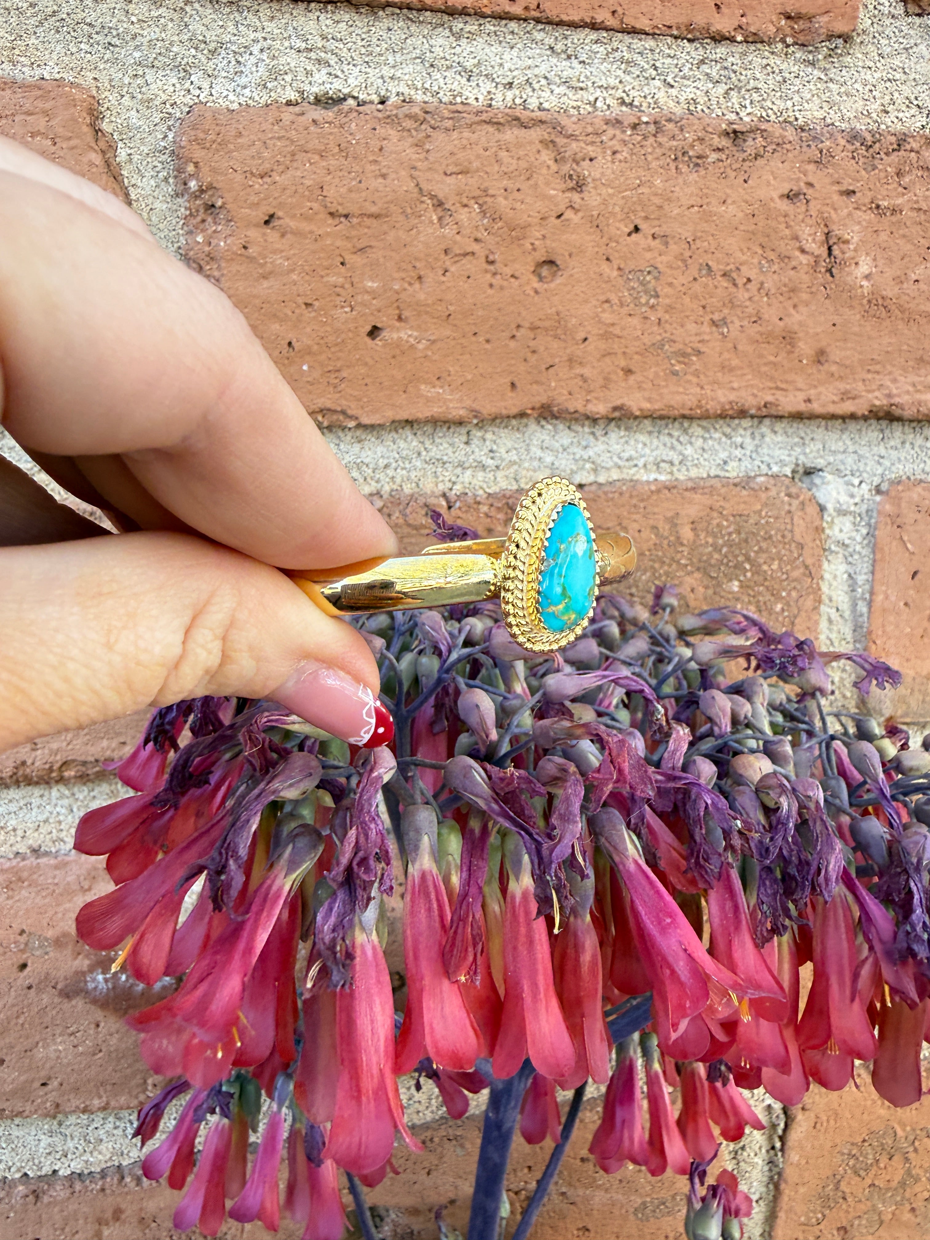 “The Golden Collection” Handmade Gold Plated Sterling Silver Natural Sonoran Mountain Turquoise Bracelet style 9