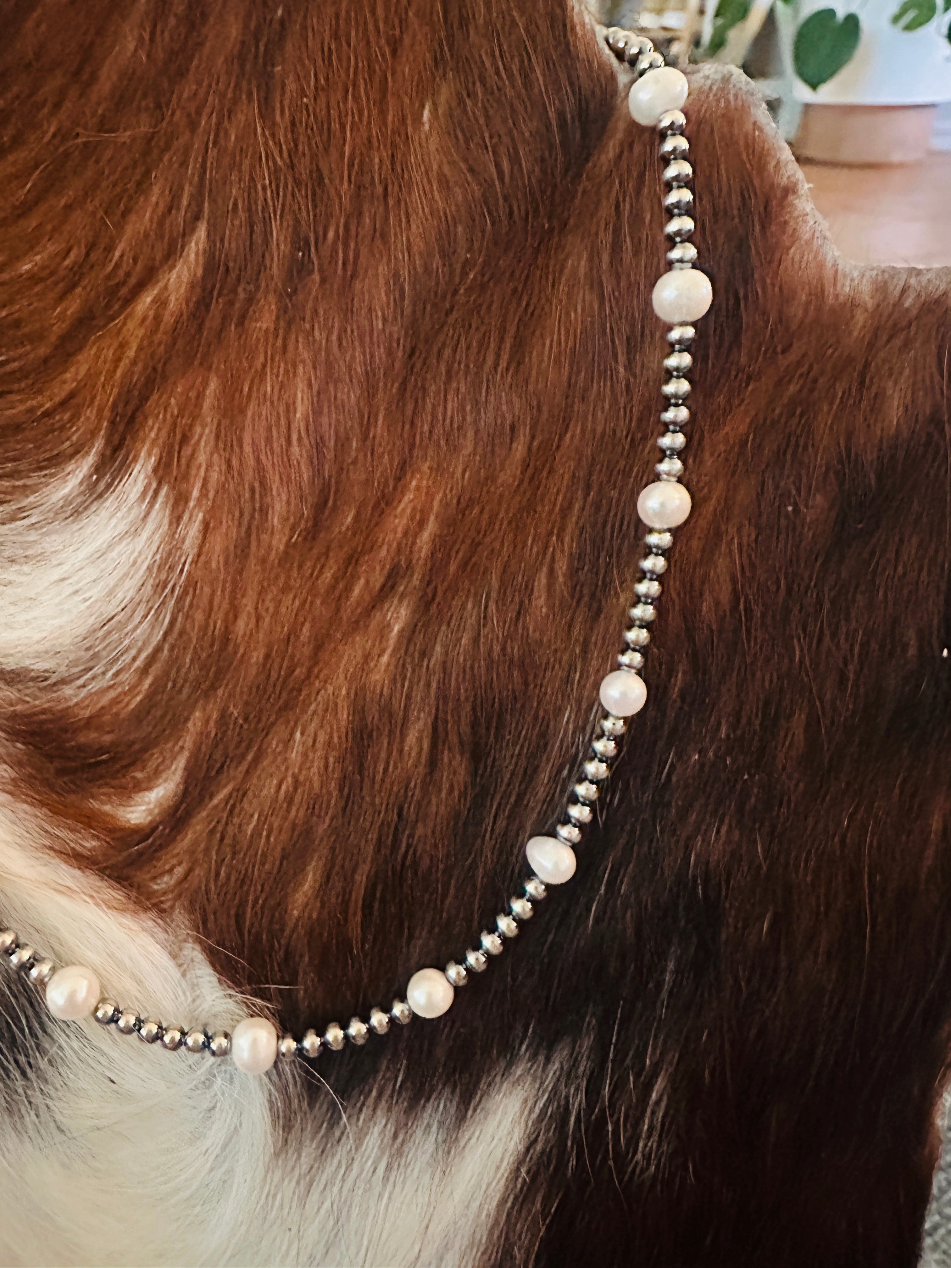 Handcrafted Freshwater Pearl & Sterling Silver 16” Beaded Necklace