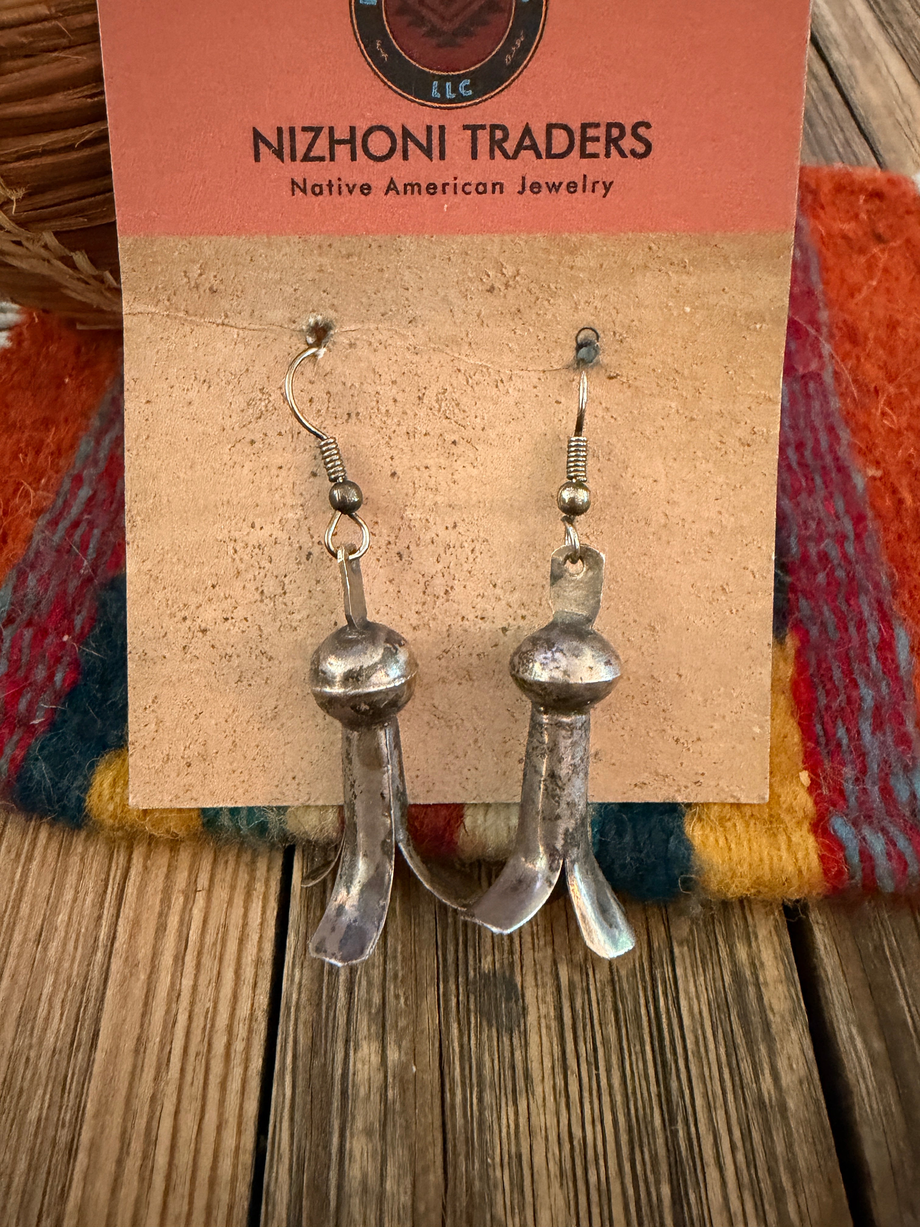 Handcrafted Old Pawn Sterling Silver Blossom Dangle Earrings