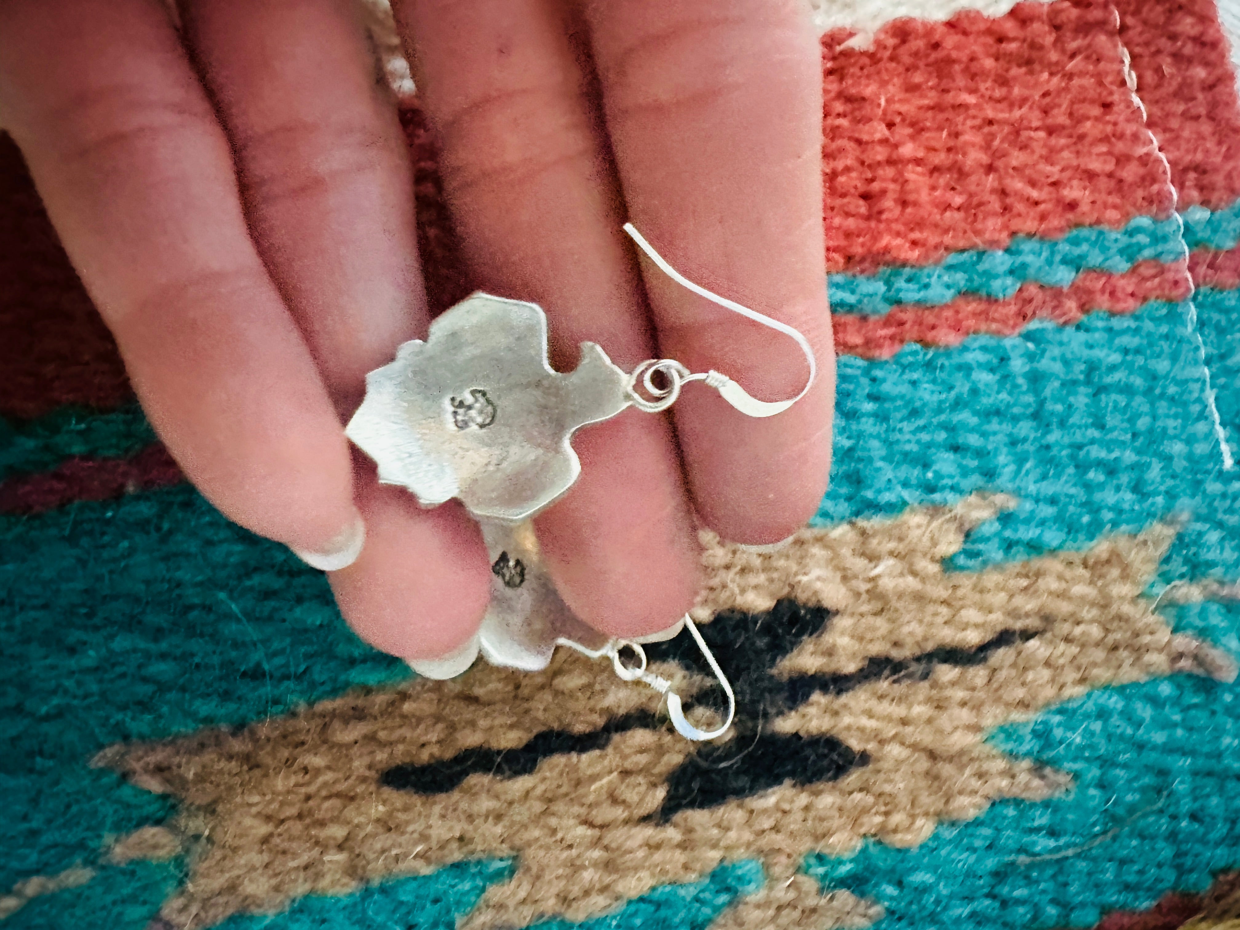 Navajo Sterling Silver & Turquoise Thunderbird Dangle Earrings