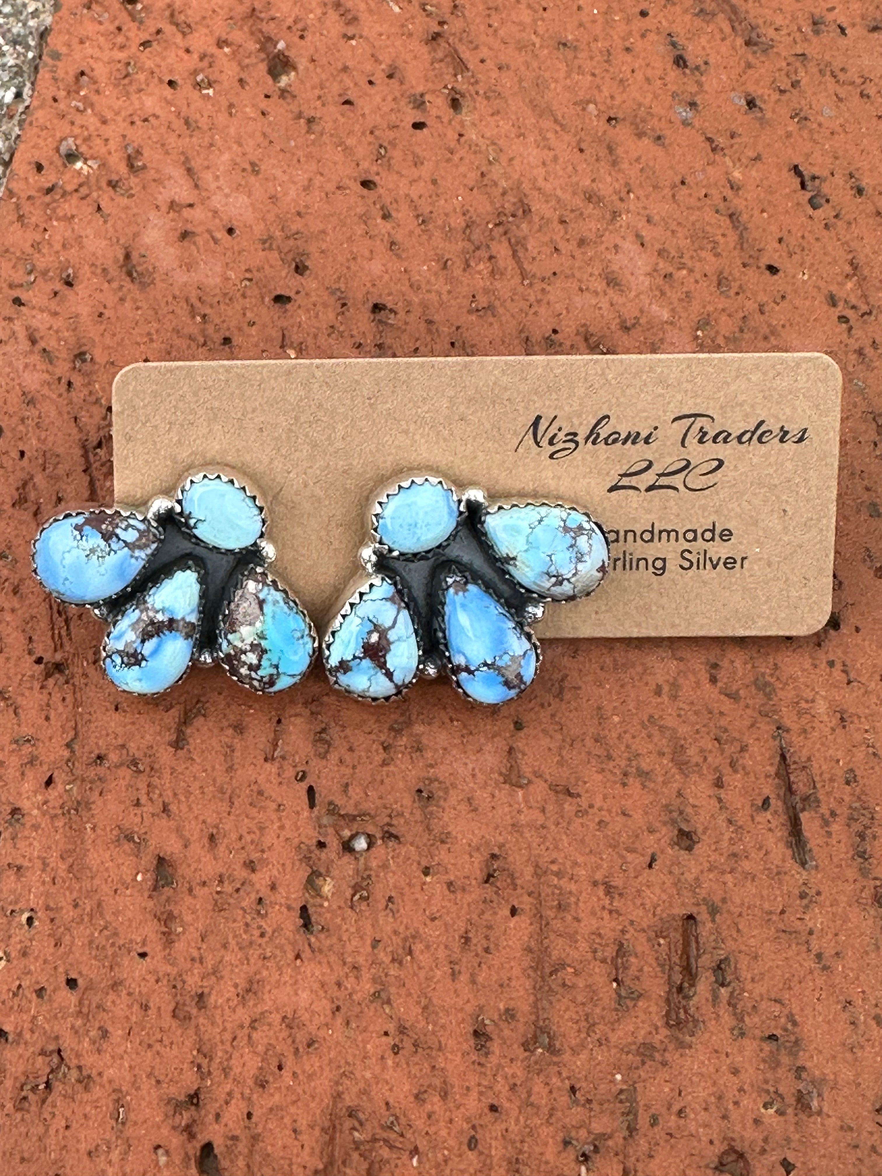 Nizhoni “The Backroads” Golden Hills Turquoise & Sterling Silver 4 Stone Earrings Handmade