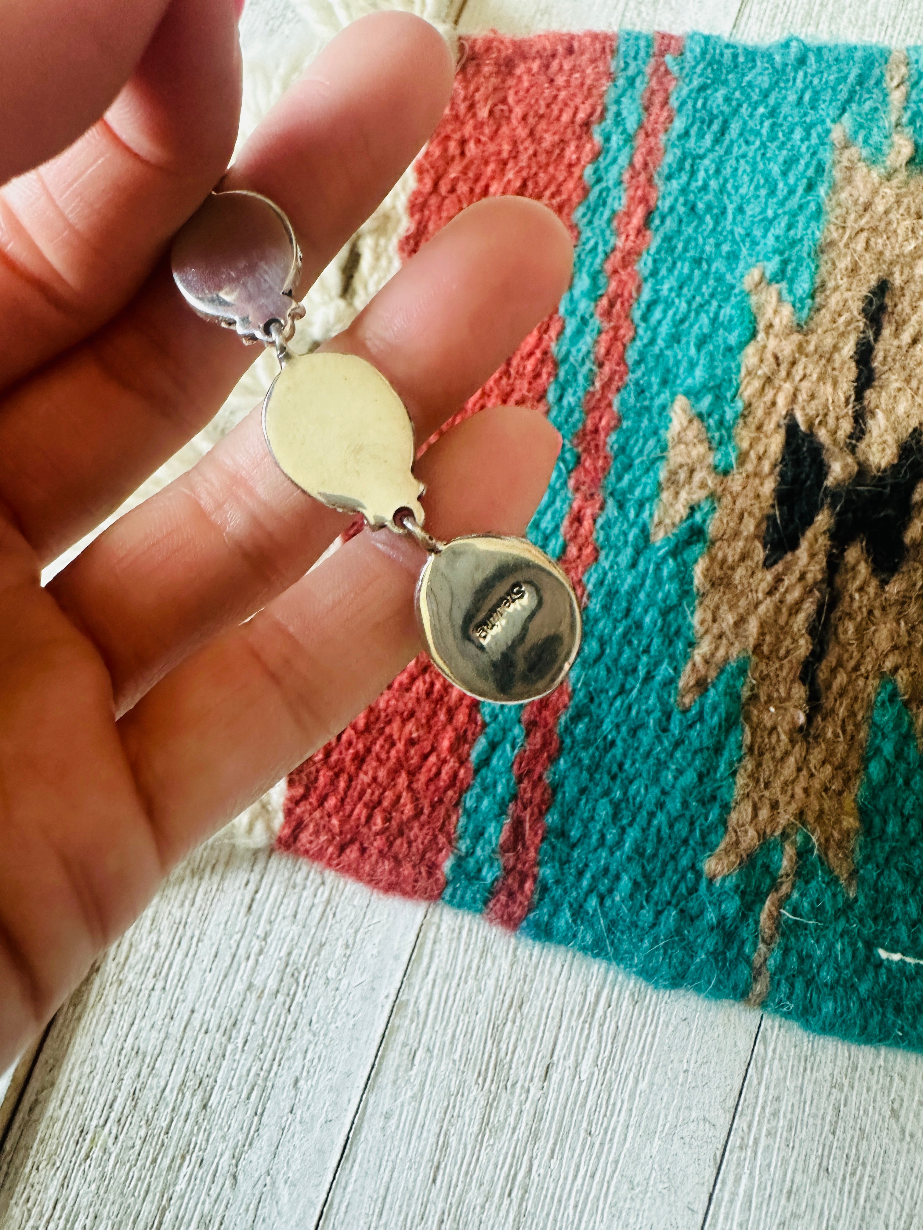 Navajo Golden Hills Turquoise & Sterling Silver Dangle Earrings