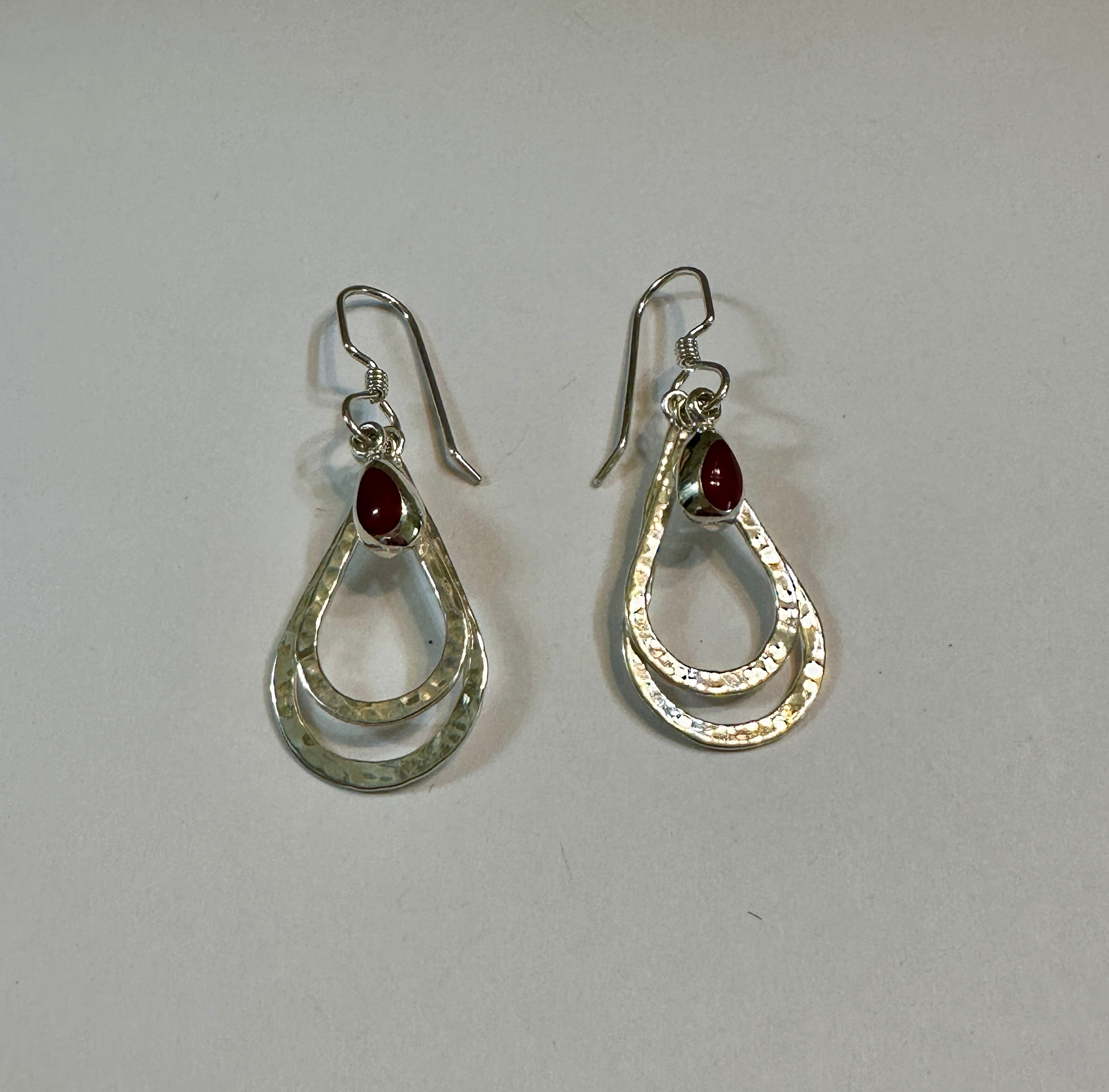 Triple Teardrop Earrings w/ Red Jasper